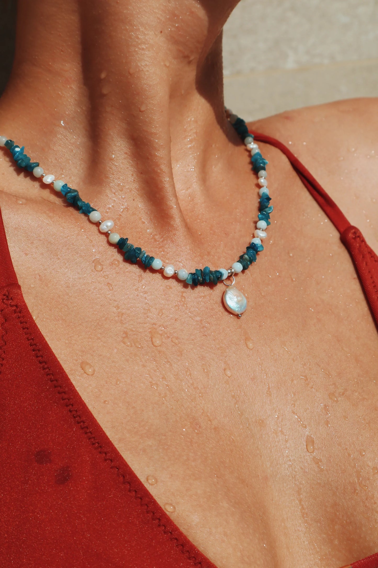 Aquamarine & Amazonite Necklace | Freshwater Pearls | Calm & Clarity