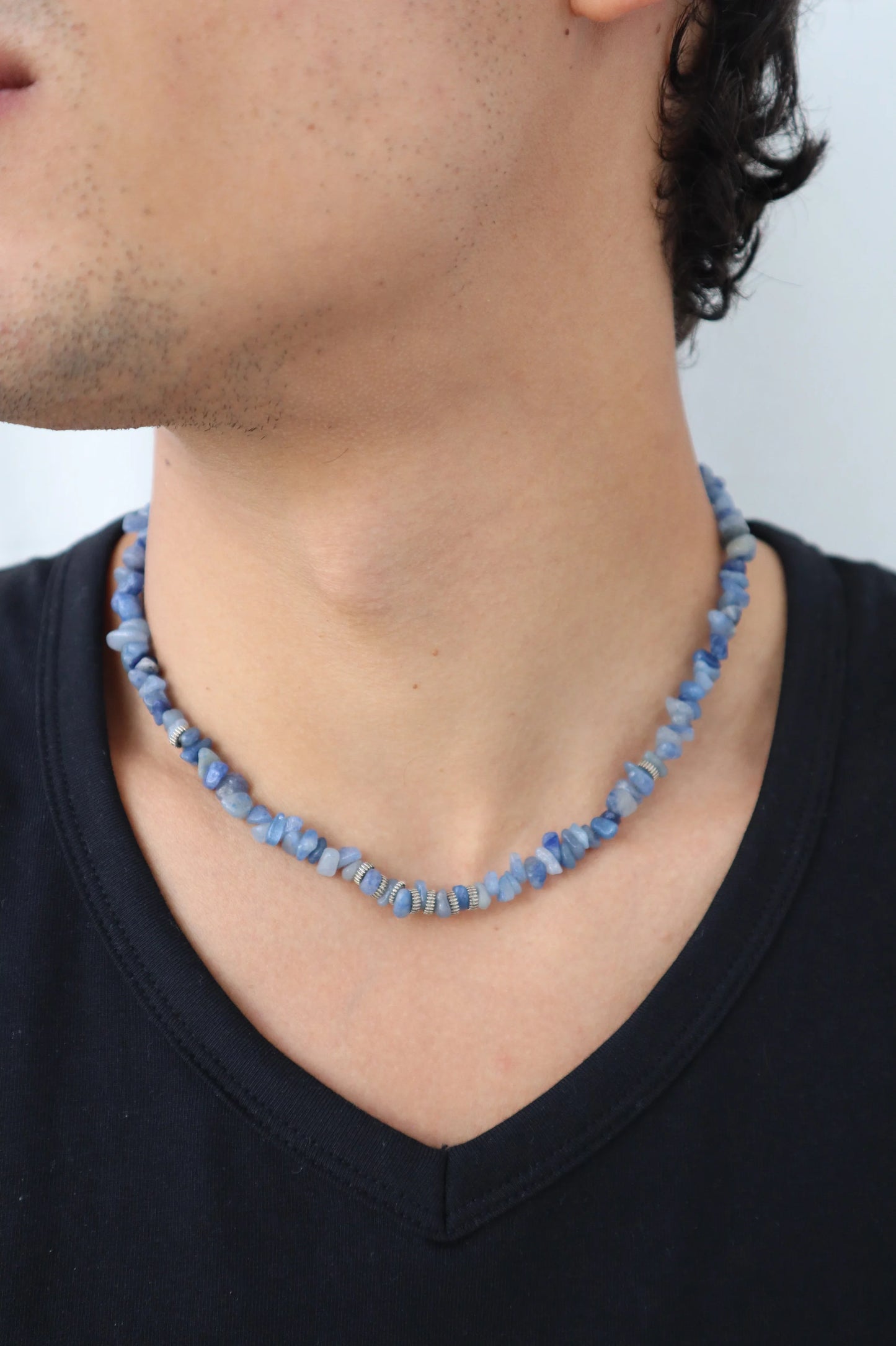 Mens Kyanite beaded Necklace | Mental Clarity & Aligned Energy