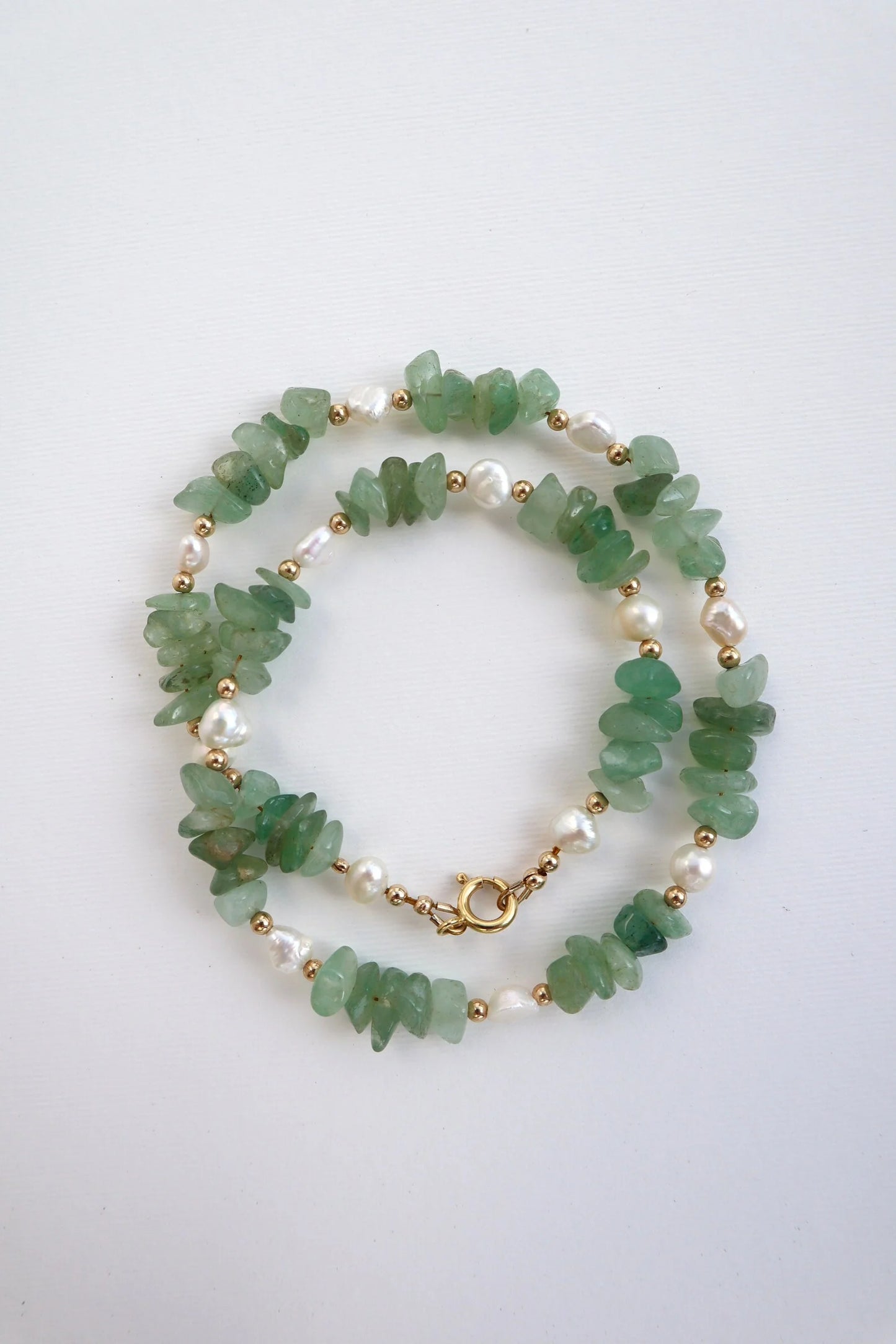 Green Aventurine Necklace | Freshwater Pearl | Luck & Emotional Balance