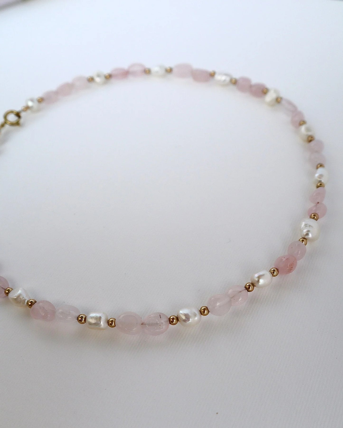 Rose Quartz & Freshwater Pearl Necklace | Love & Nurturing