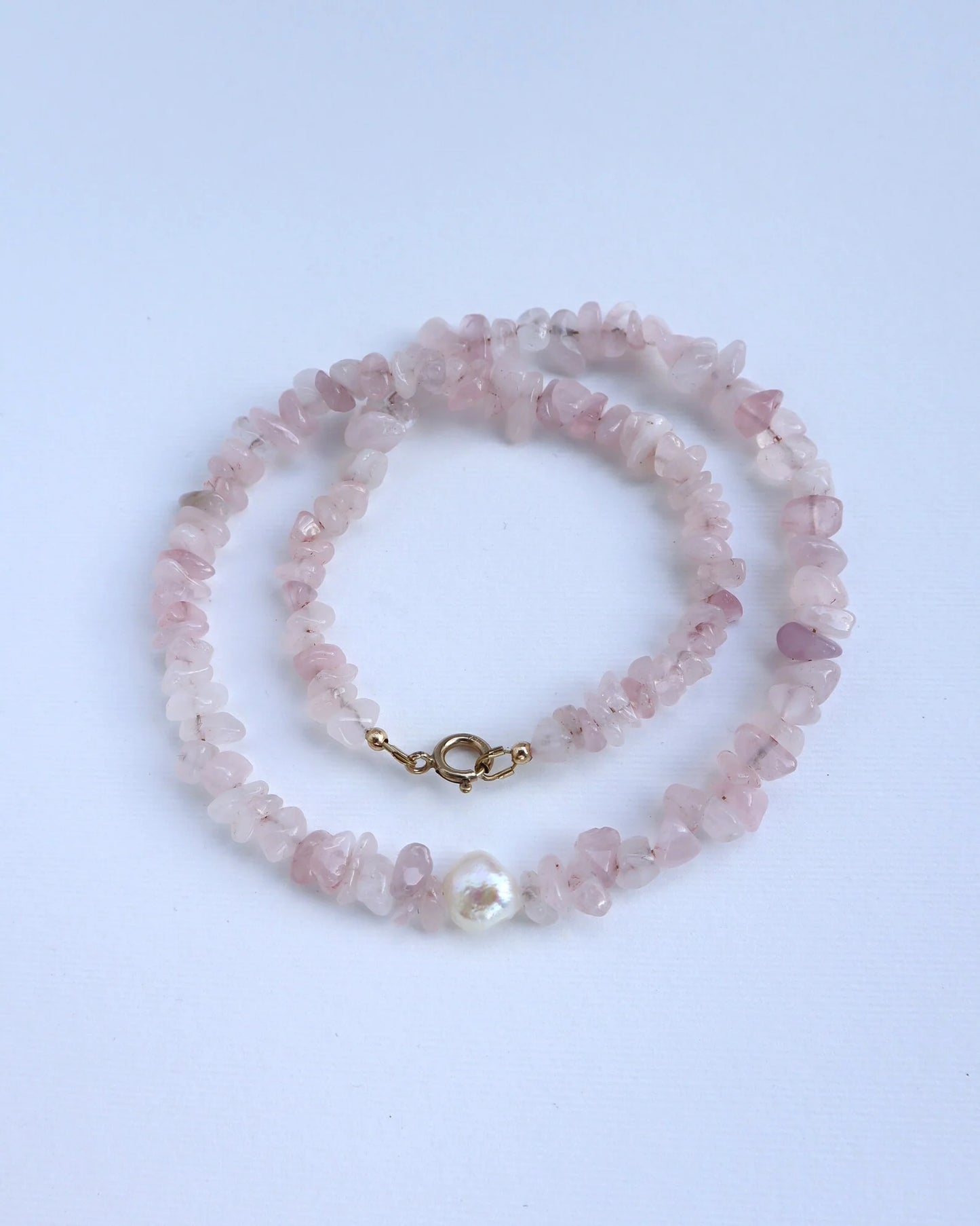 Rose Quartz Necklace | Freshwater Pearl | Love & Grace