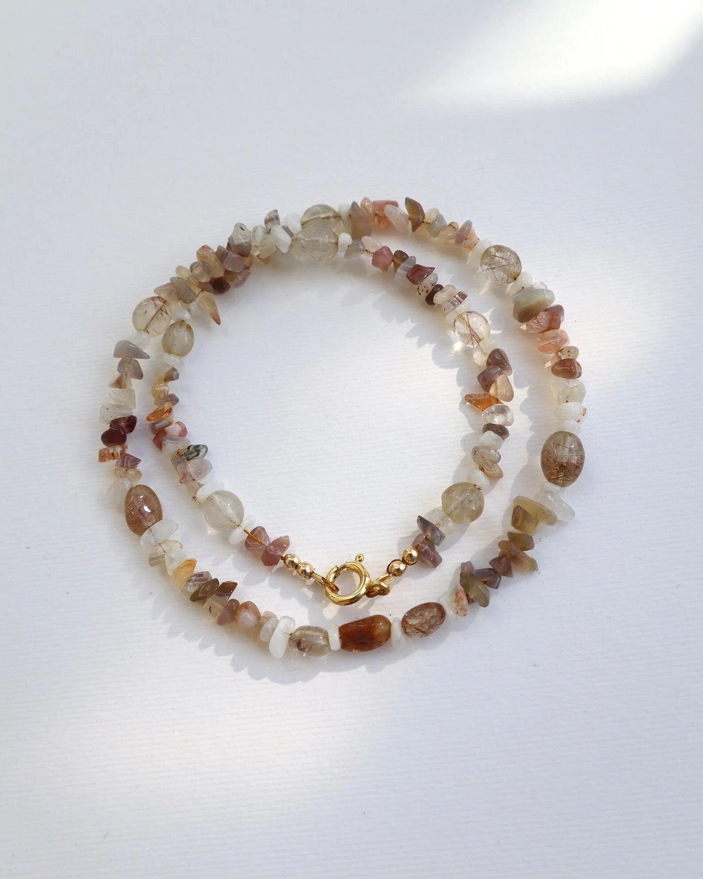 Botswana Agate & rutilated Quartz Necklace | Clarity & Calm