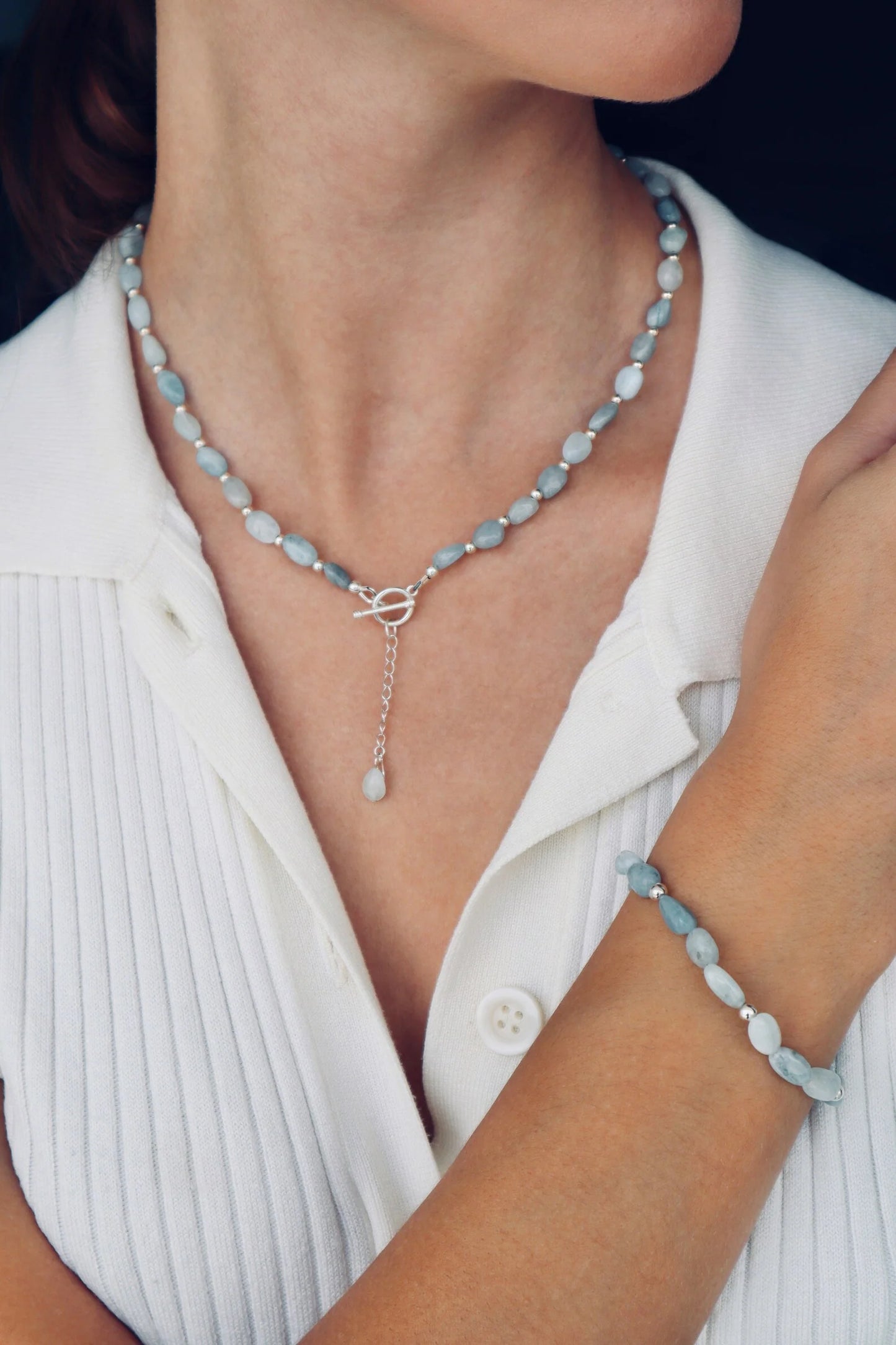 Blue Morganite Necklace | Sterling Silver | Calm Communication