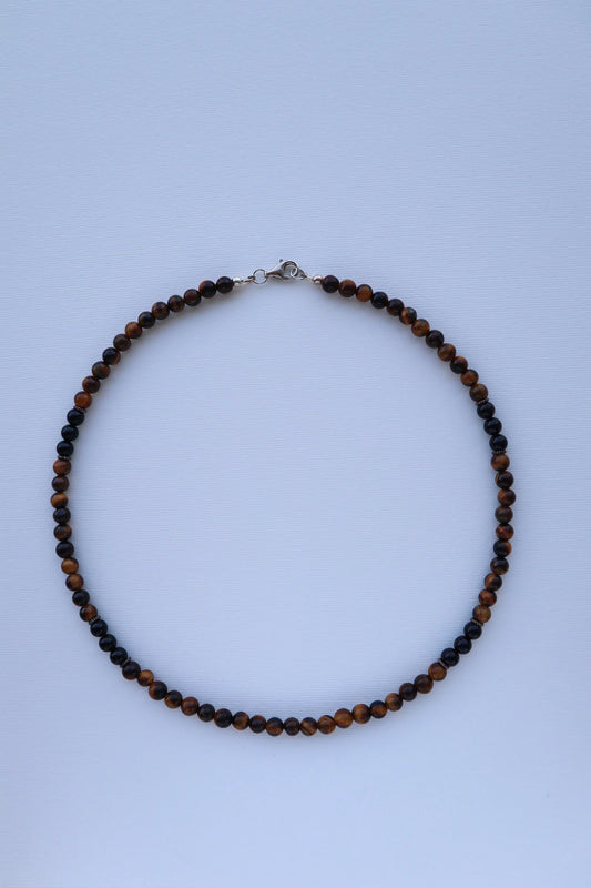 Mens Tiger’s Eye & Onyx beaded Necklace | Confidence & Protection