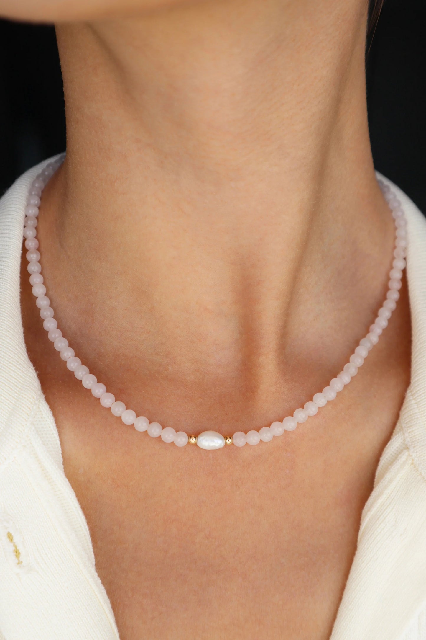 Rose Quartz & Freshwater Pearl Necklace | Love & Compassion