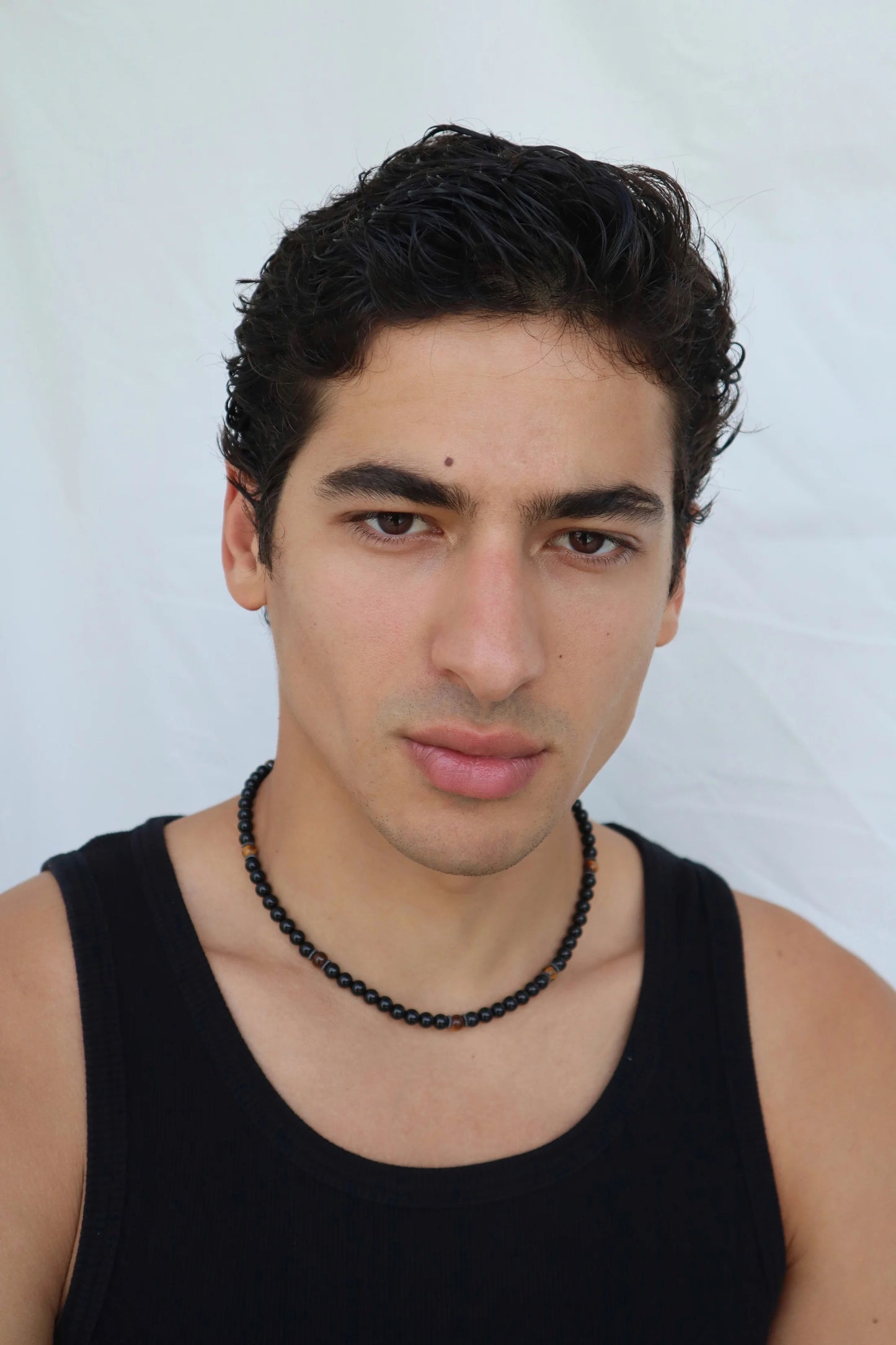 Mens Tiger’s Eye & Onyx beaded Necklace | Confidence & Protection