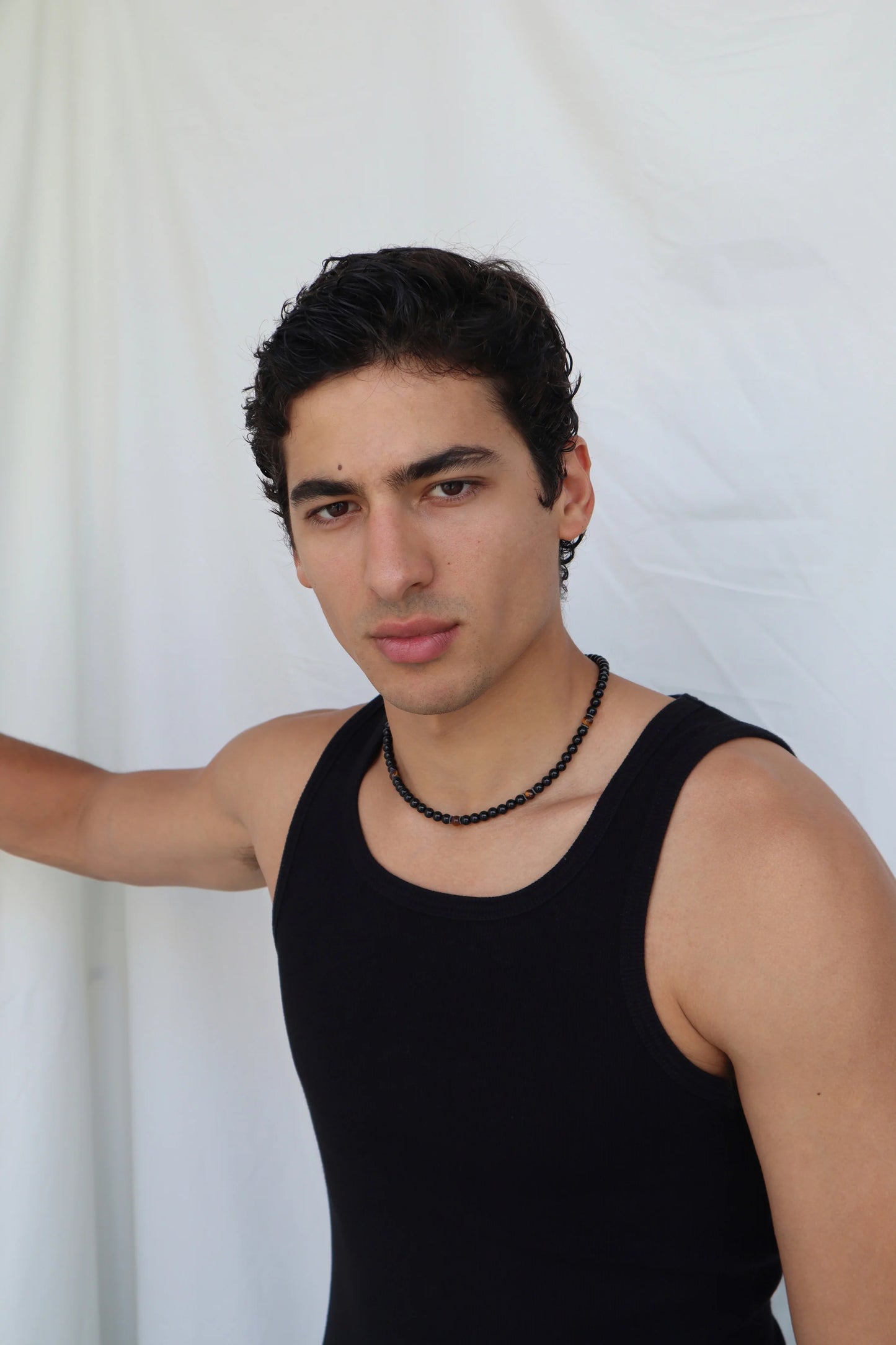 Mens Tiger’s Eye & Onyx beaded Necklace | Confidence & Protection