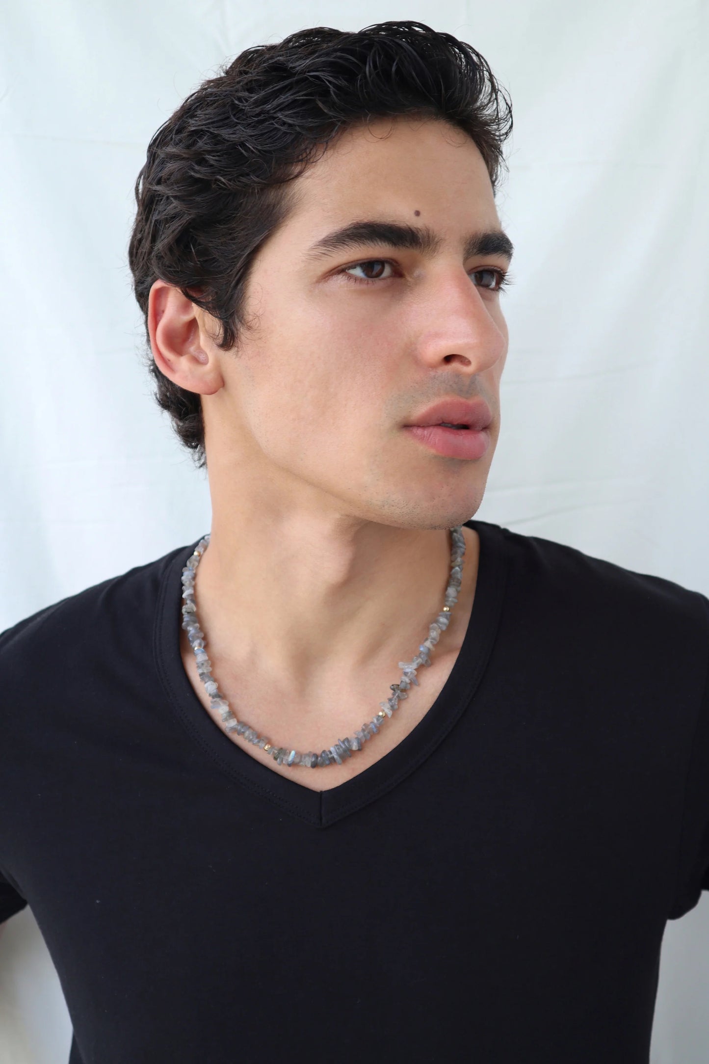 Mens Labradorite beaded Necklace | 14k Gold-Filled | Intuition & Protection