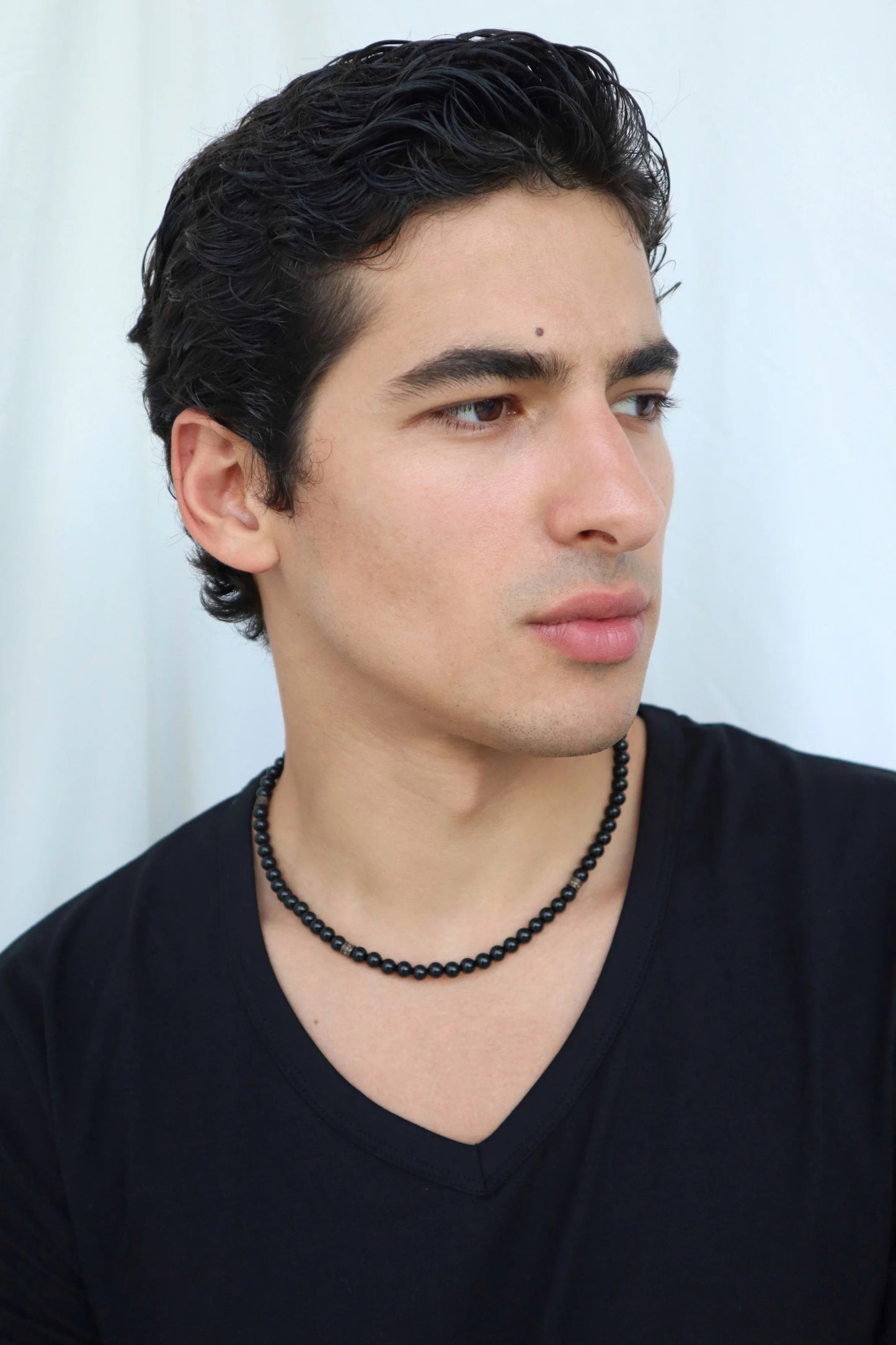 Mens Shiny Onyx Necklace | Protection & Grounding