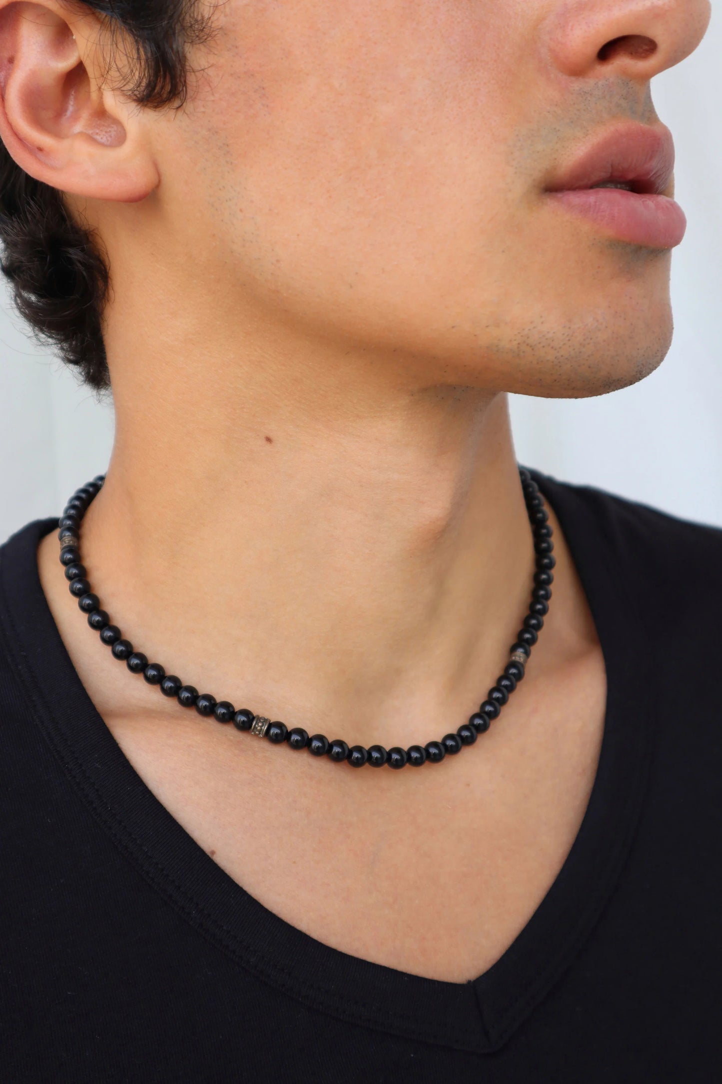 Mens Shiny Onyx Necklace | Protection & Grounding