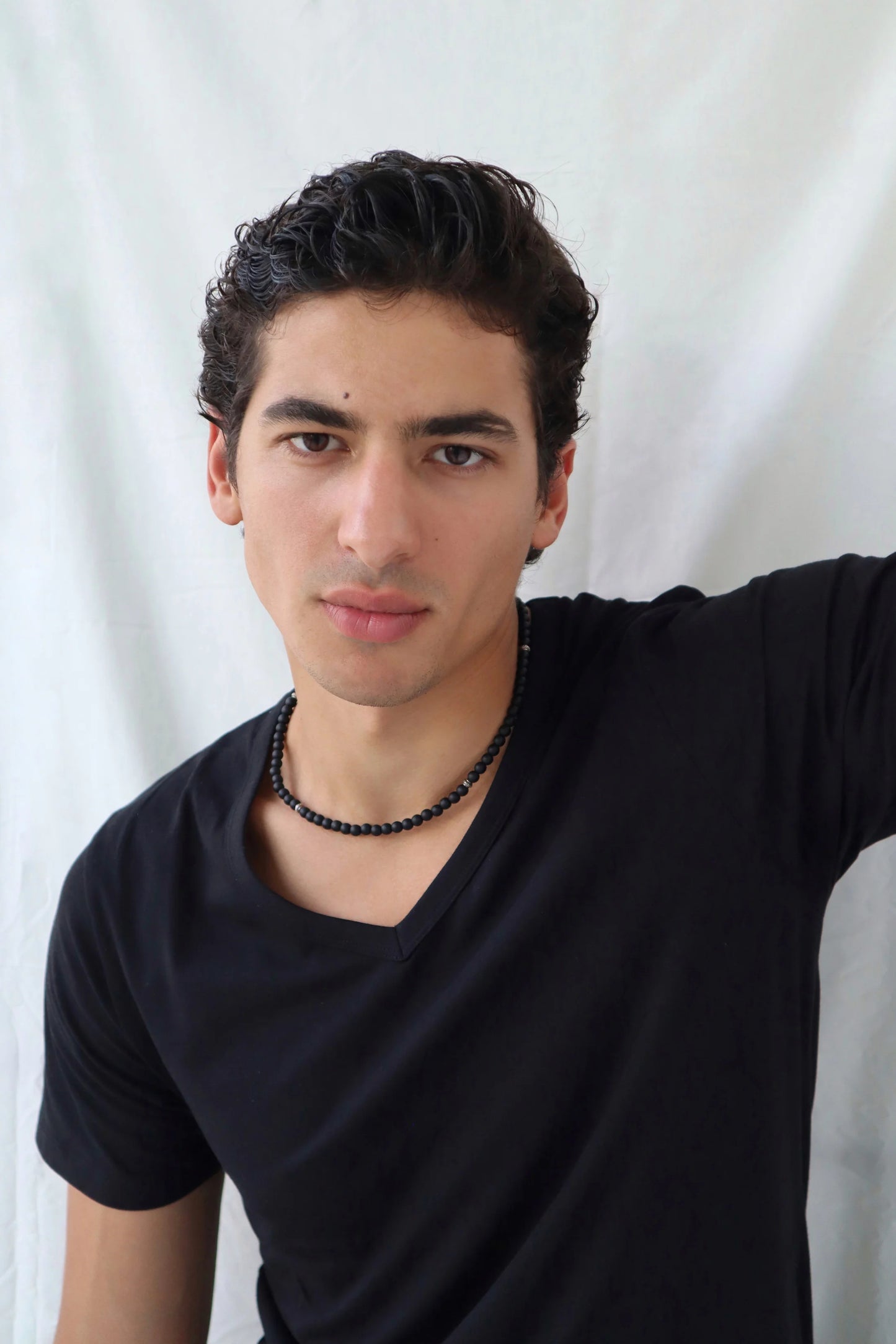 Mens matte Onyx beaded Necklace | Protection & Mental Focus