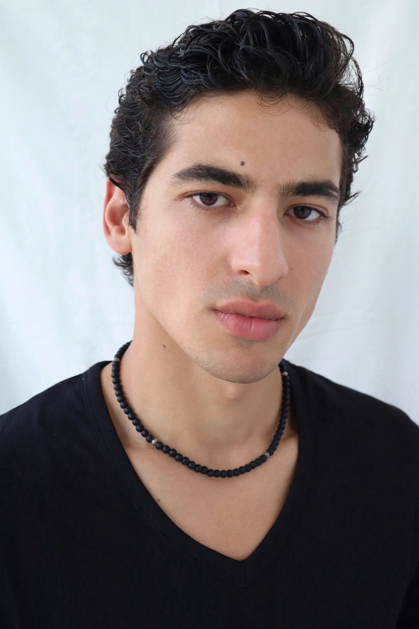 Mens matte Onyx beaded Necklace | Protection & Mental Focus