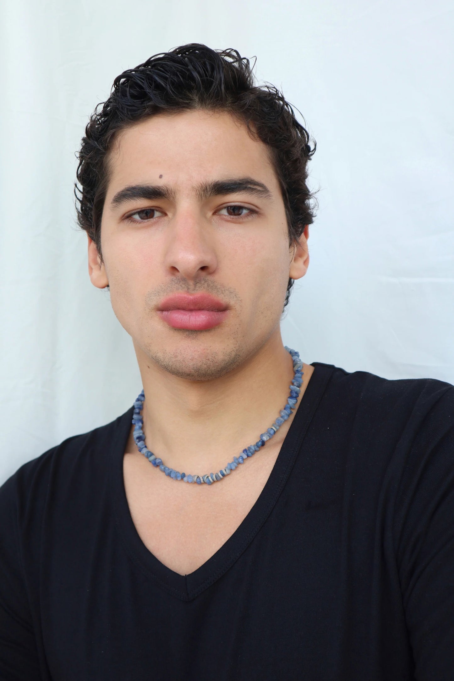 Mens Kyanite beaded Necklace | Mental Clarity & Aligned Energy