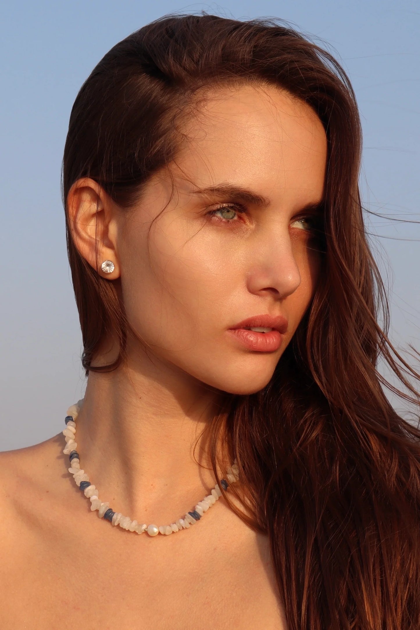 Blue Moonstone & Kyanite Necklace | Freshwater Pearl | Clarity & Intuition