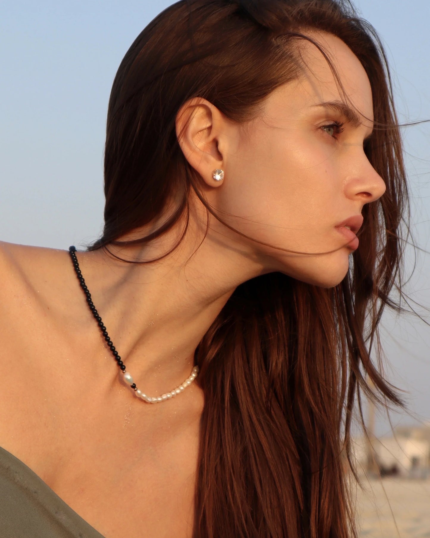 Onyx & Freshwater Pearl Necklace | Protection & Emotional Balance