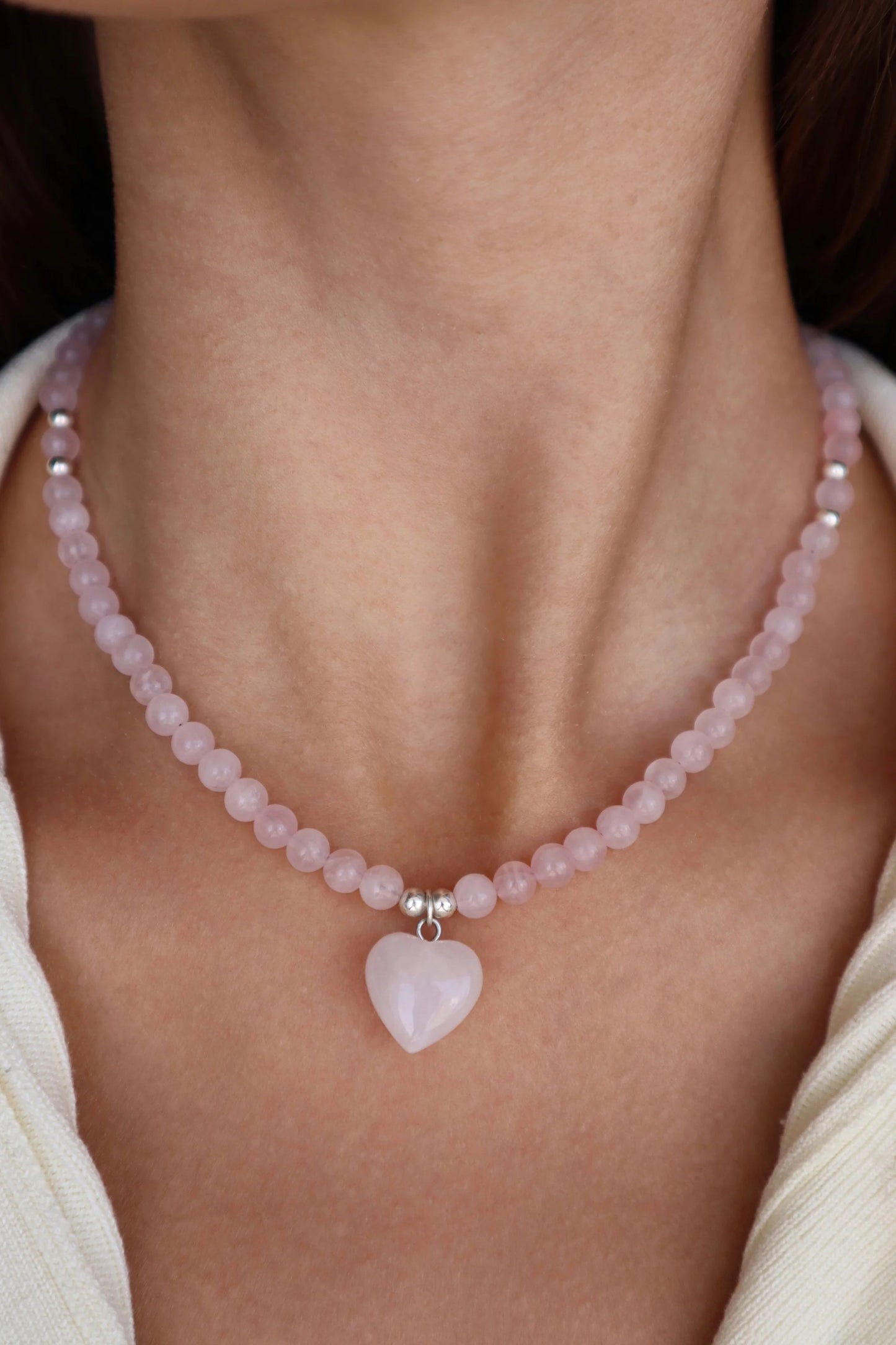 Rose Quartz Necklace with Heart Pendant | Unconditional Love