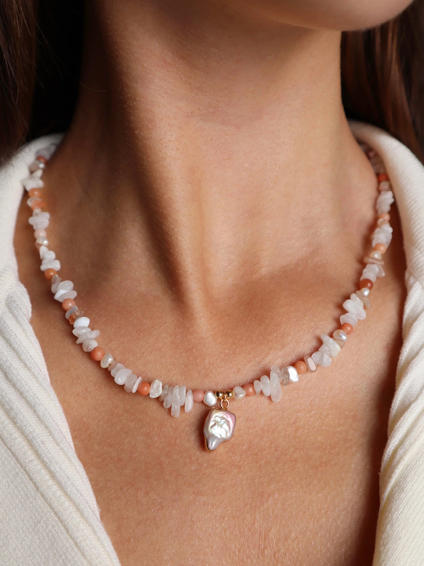 Moonstone & Red Aventurine | Freshwater Pearls | Confidence & Feminine Energy