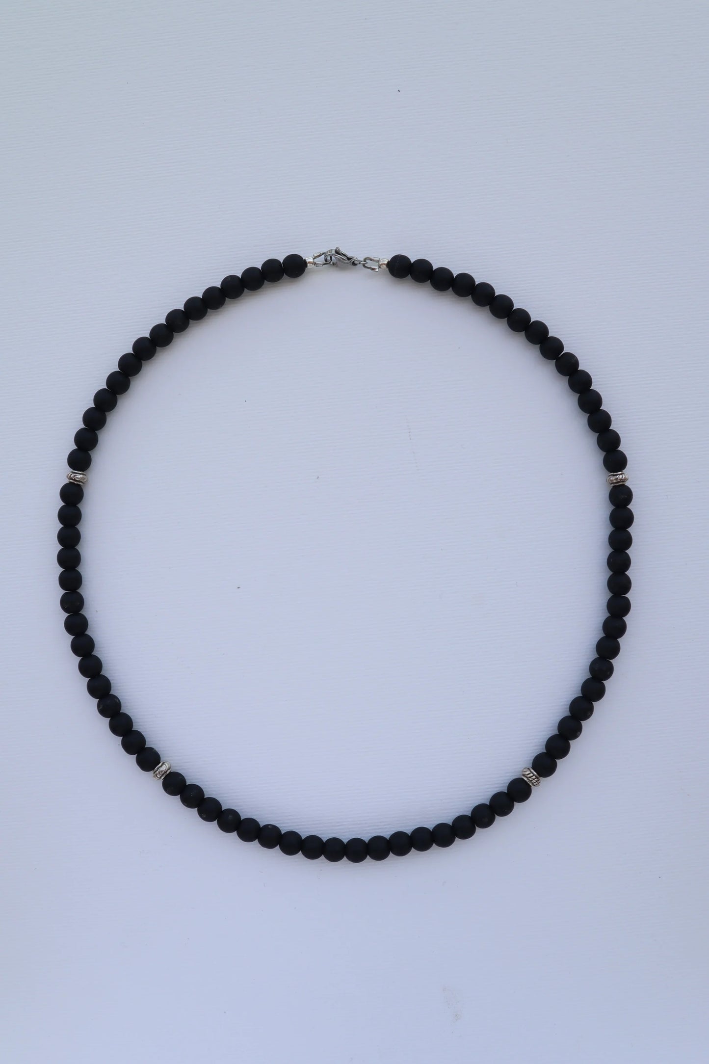 Mens matte Onyx beaded Necklace | Protection & Mental Focus