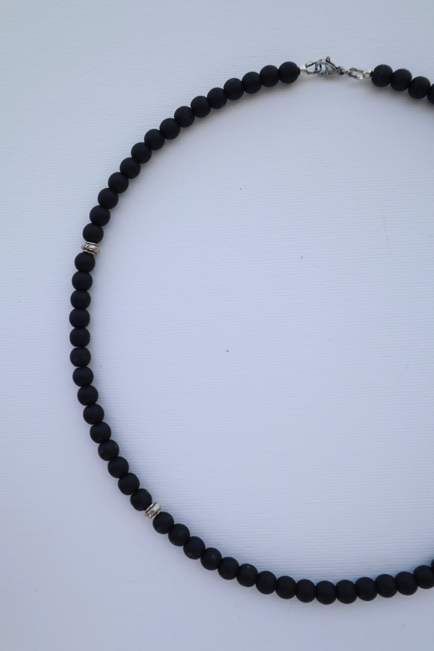 Mens matte Onyx beaded Necklace | Protection & Mental Focus