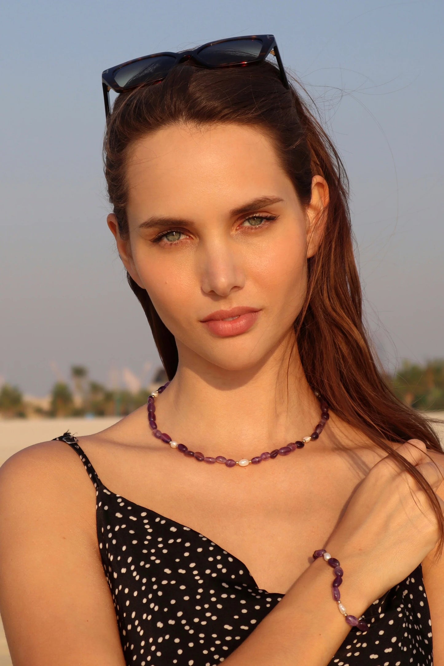 Amethyst & Freshwater Pearls Necklace | Protection & Peace