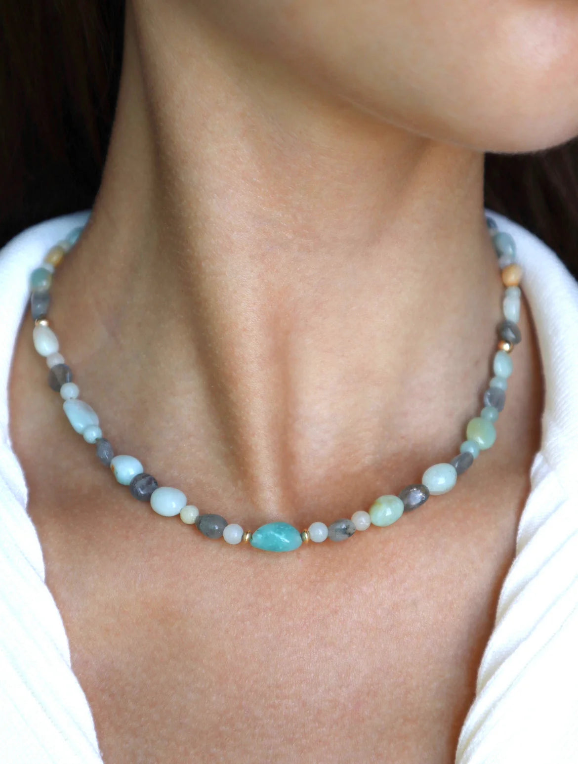 Amazonite & Moonstone Necklace | Emotional Healing & Intuition