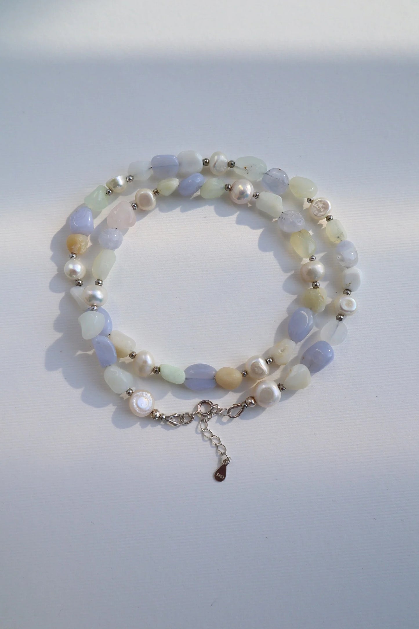 Blue Lace Agate & White Opal Necklace | Communication & Clarity