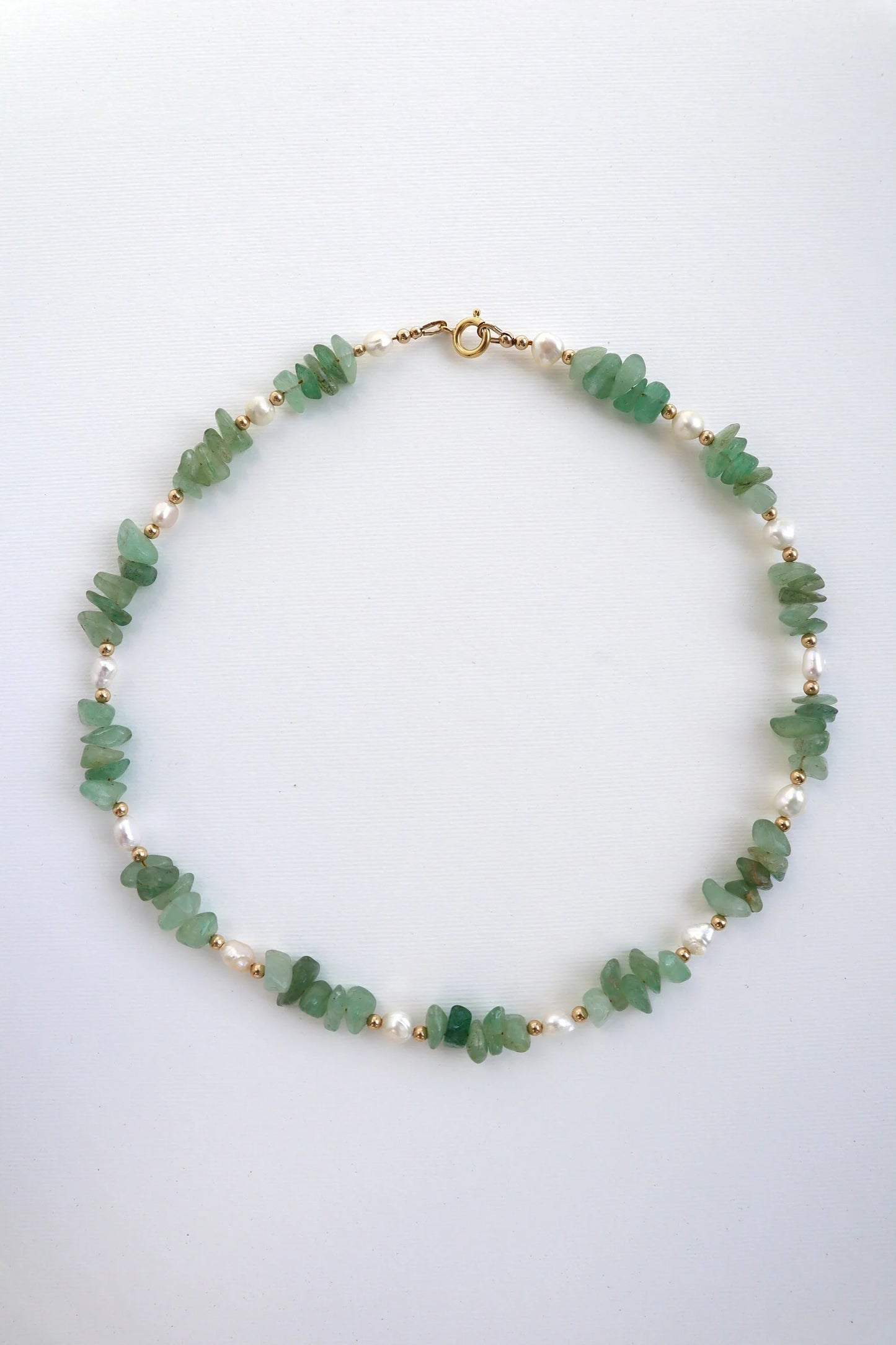 Green Aventurine Necklace | Freshwater Pearl | Luck & Emotional Balance
