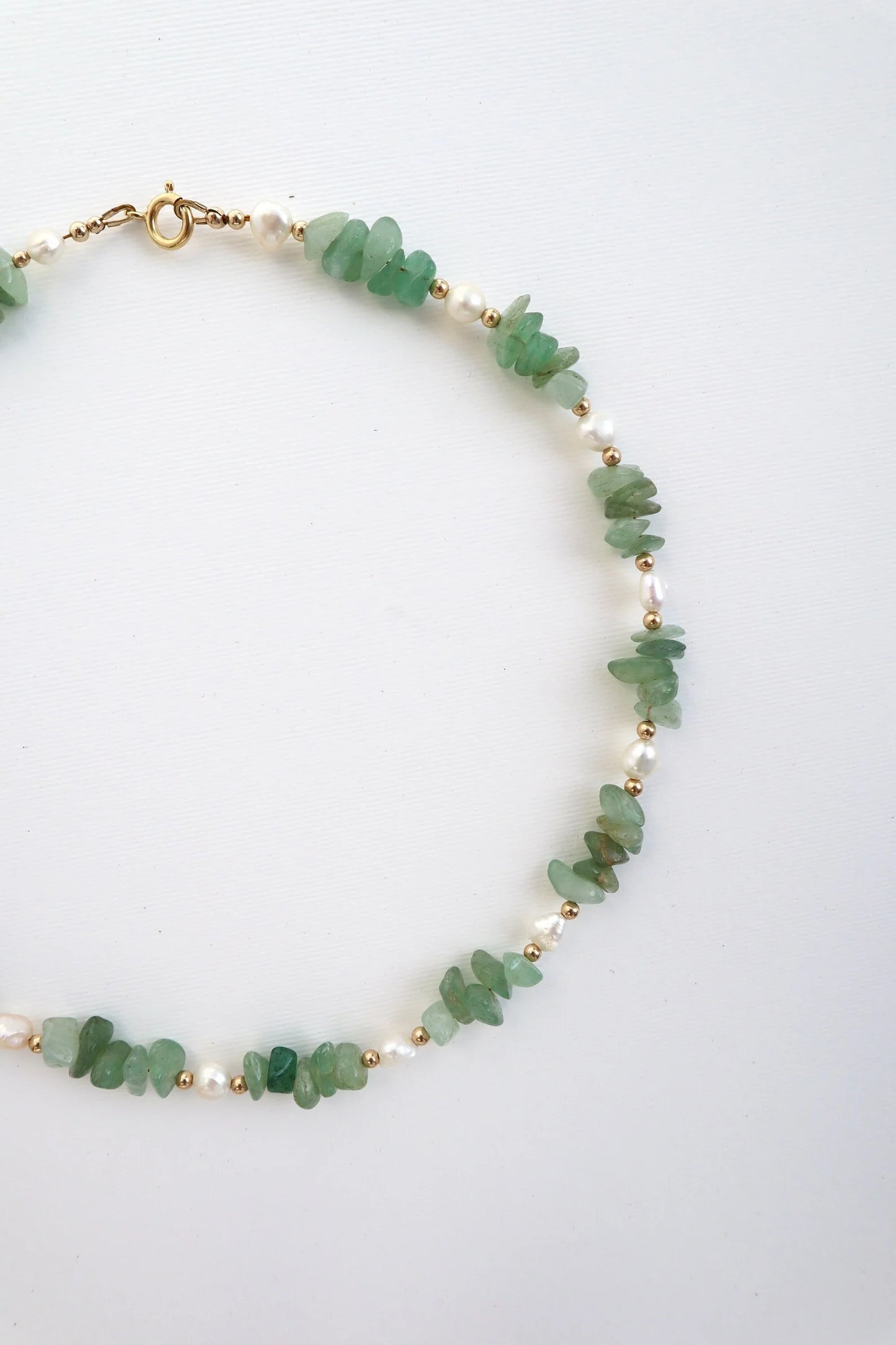 Green Aventurine Necklace | Freshwater Pearl | Luck & Emotional Balance