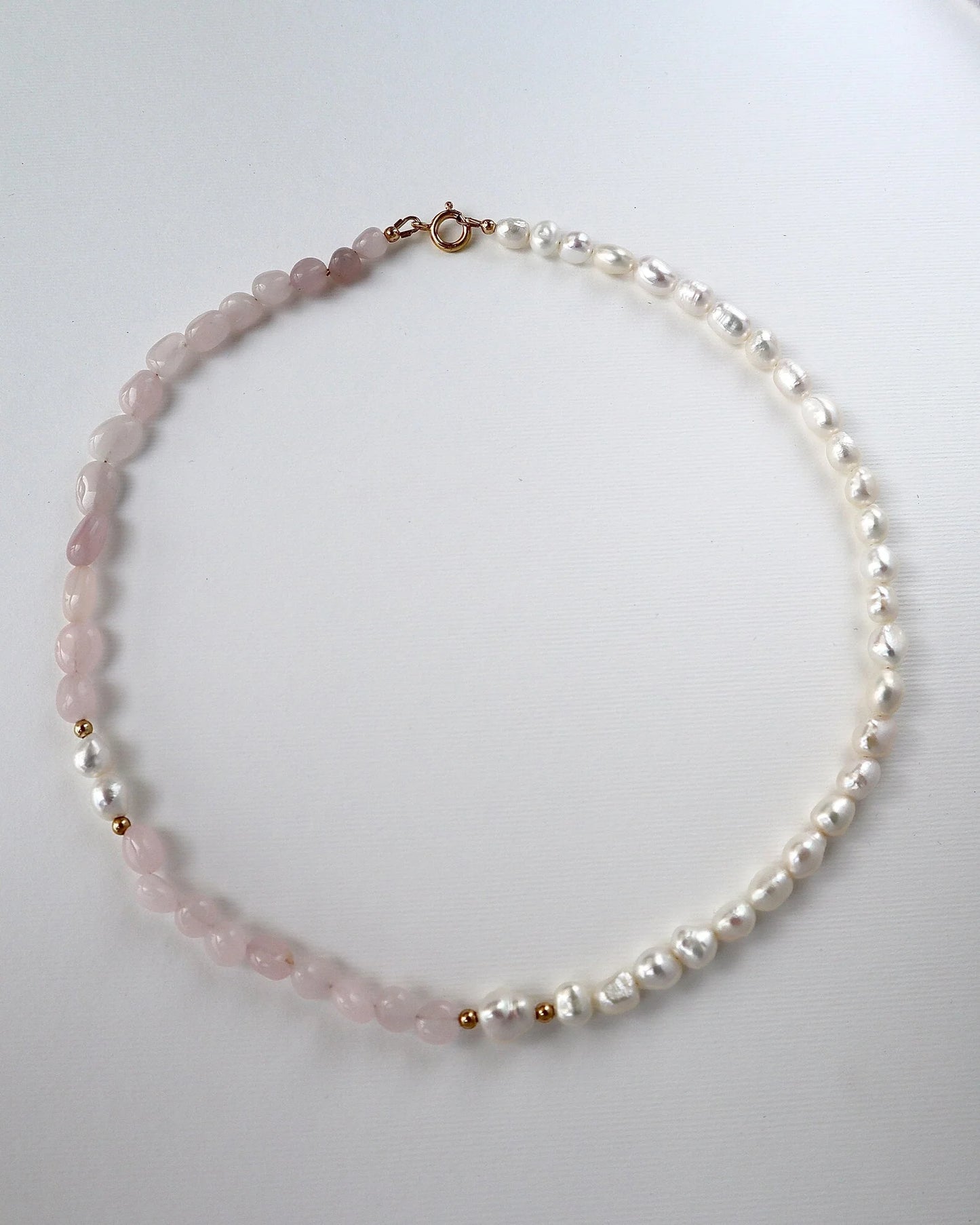 Rose Quartz Necklace | 14k Gold-Filled | Freshwater Pearl | Love