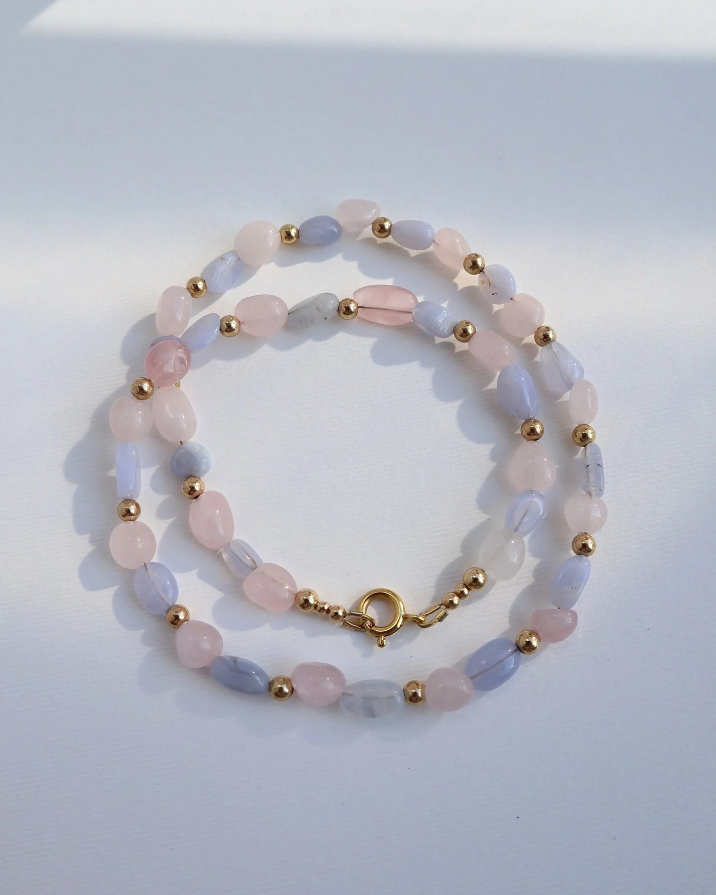 Rose Quartz & Blue Lace Agate Necklace | Love & Peace