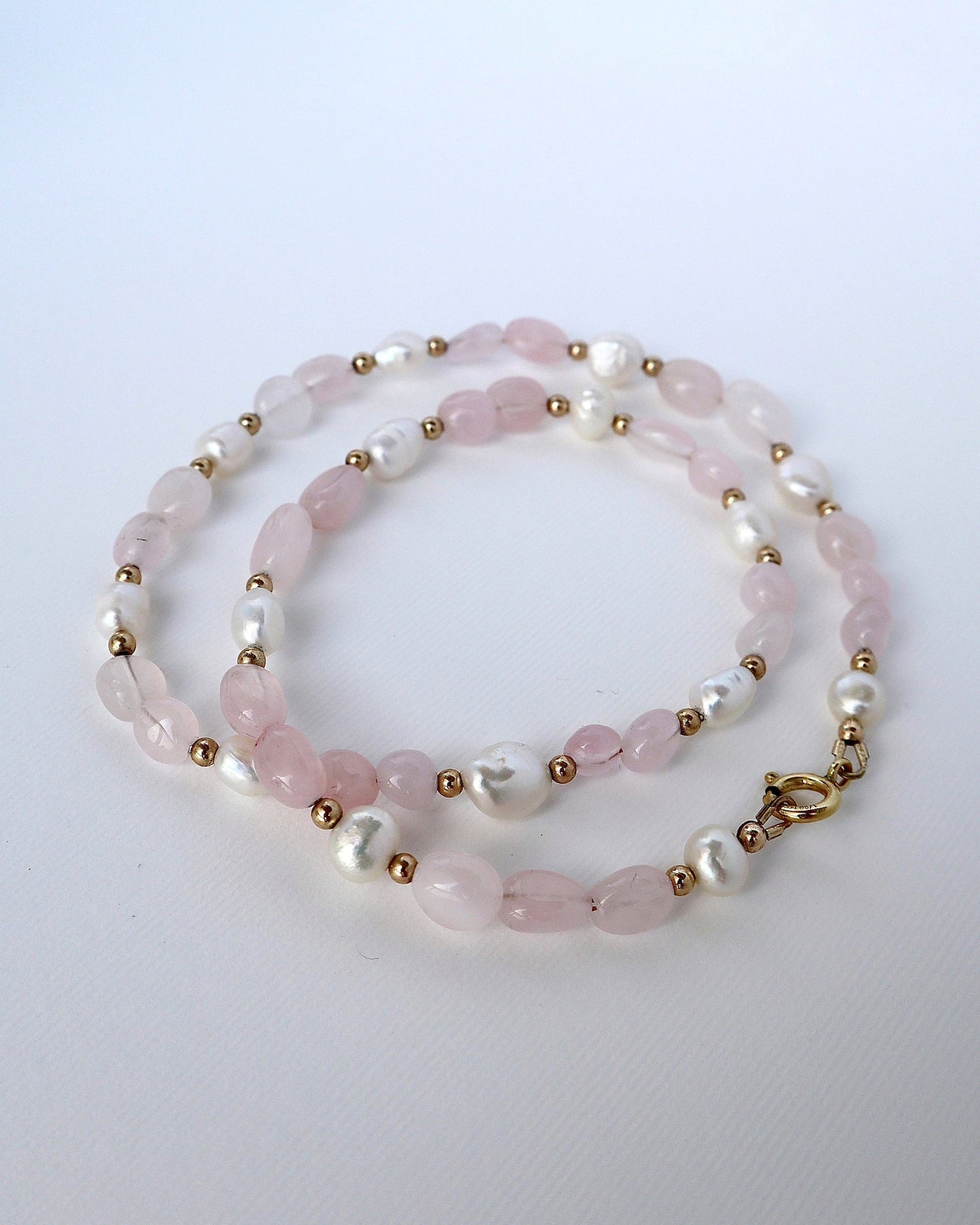 Rose Quartz & Freshwater Pearl Necklace | Love & Nurturing