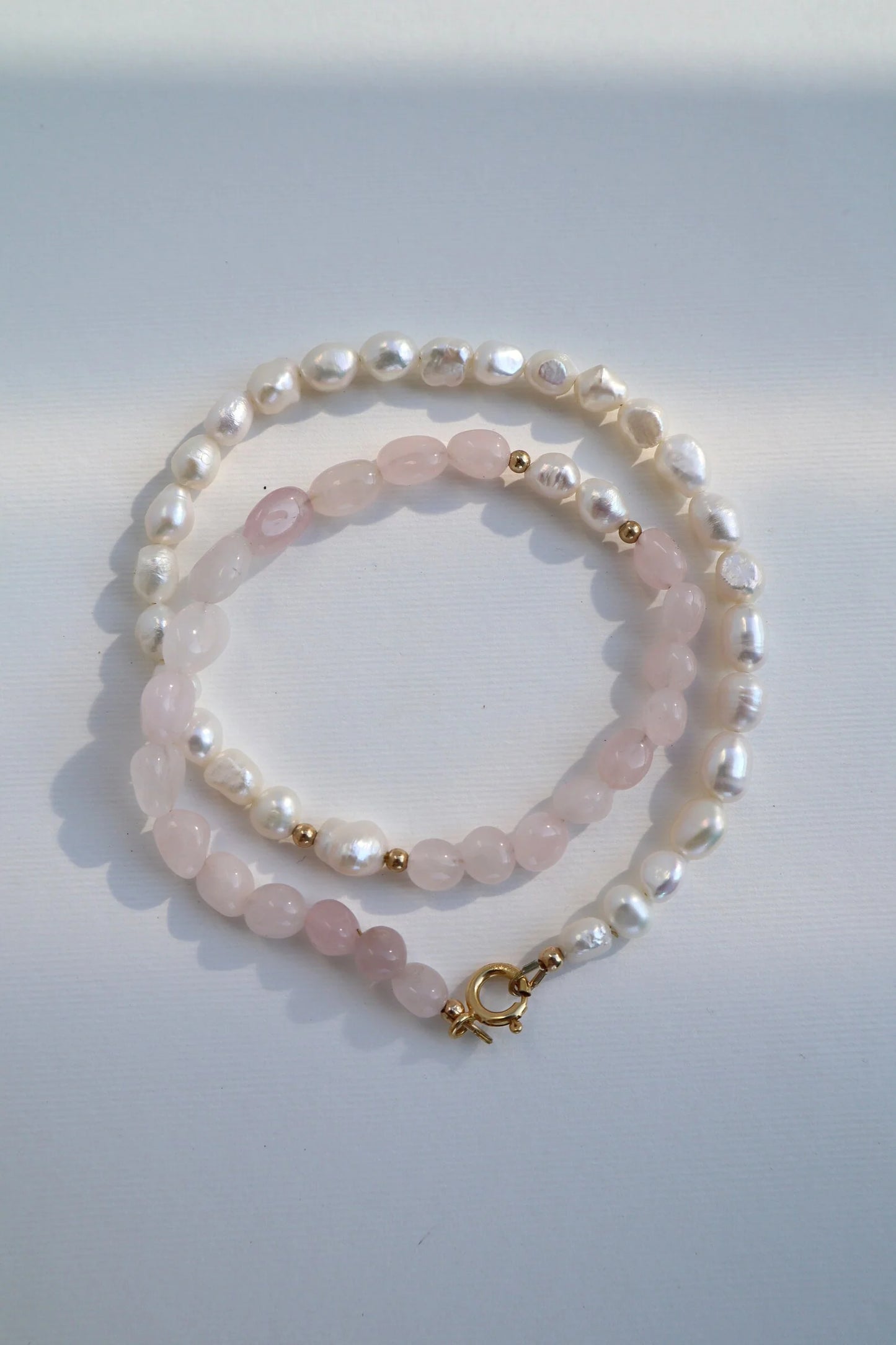 Rose Quartz Necklace | 14k Gold-Filled | Freshwater Pearl | Love