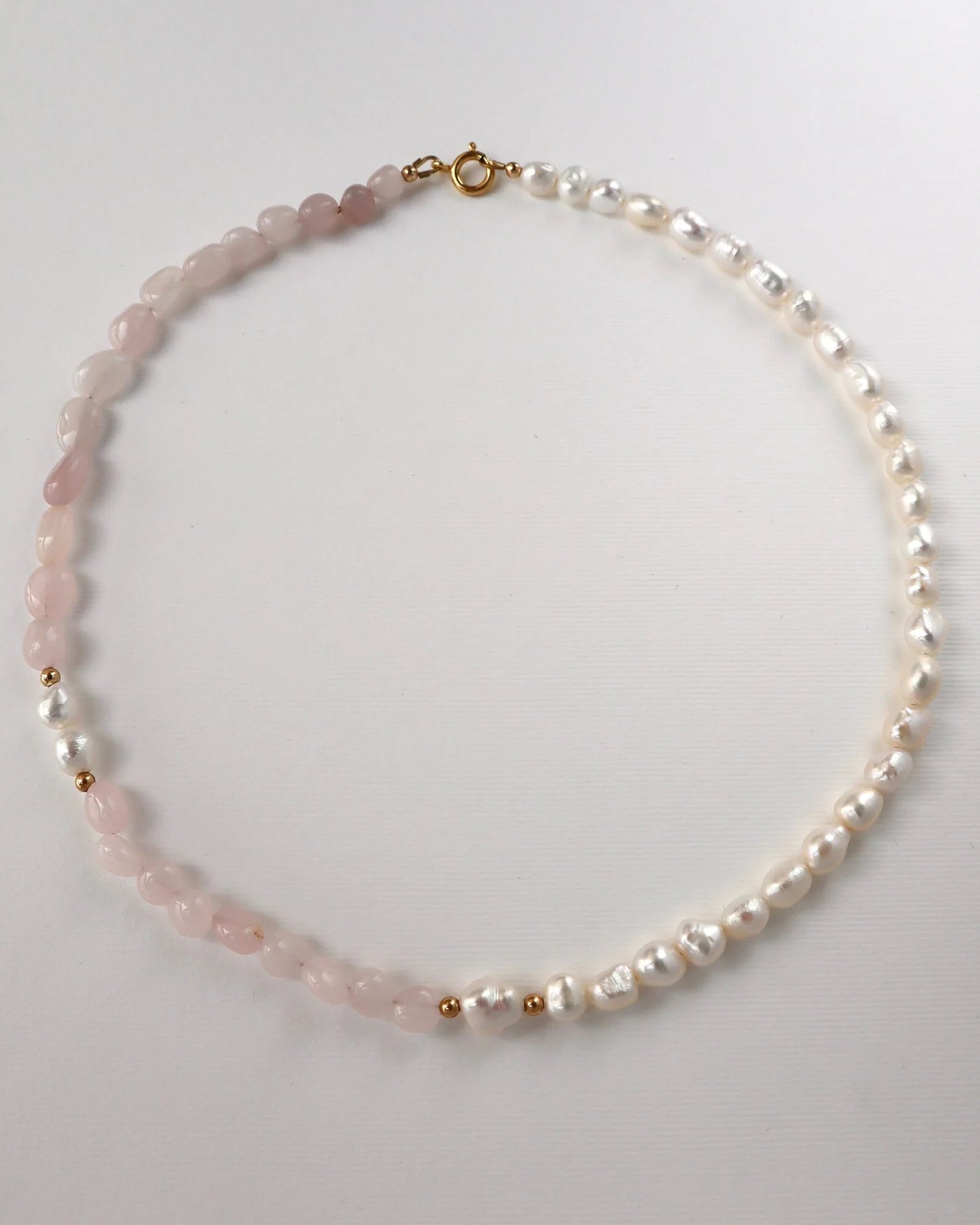 Rose Quartz Necklace | 14k Gold-Filled | Freshwater Pearl | Love