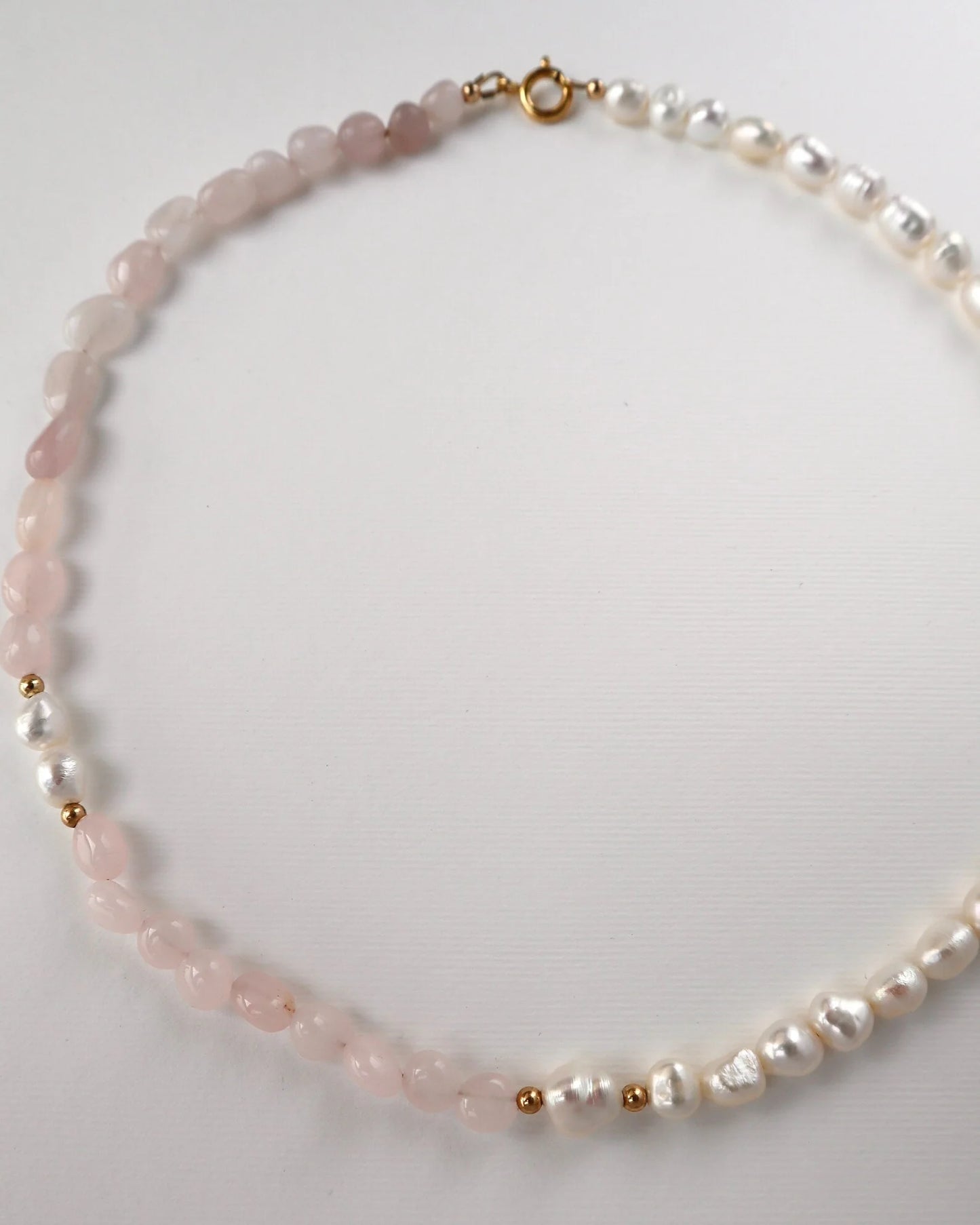 Rose Quartz Necklace | 14k Gold-Filled | Freshwater Pearl | Love