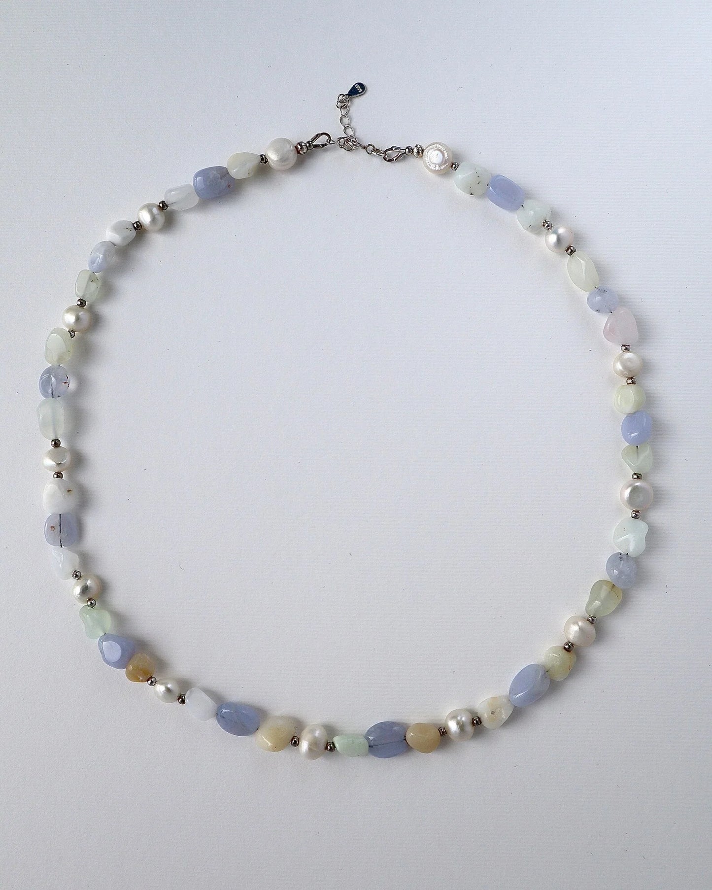 Blue Lace Agate & White Opal Necklace | Communication & Clarity