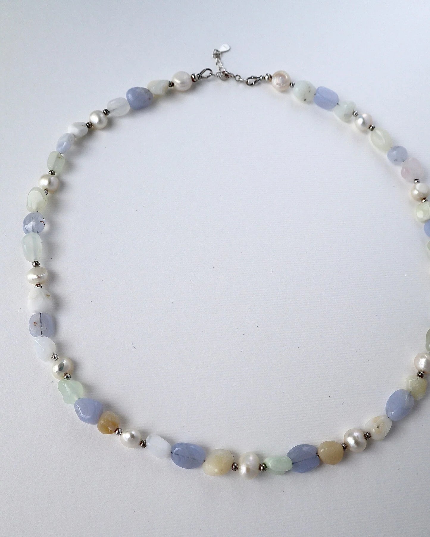 Blue Lace Agate & White Opal Necklace | Communication & Clarity