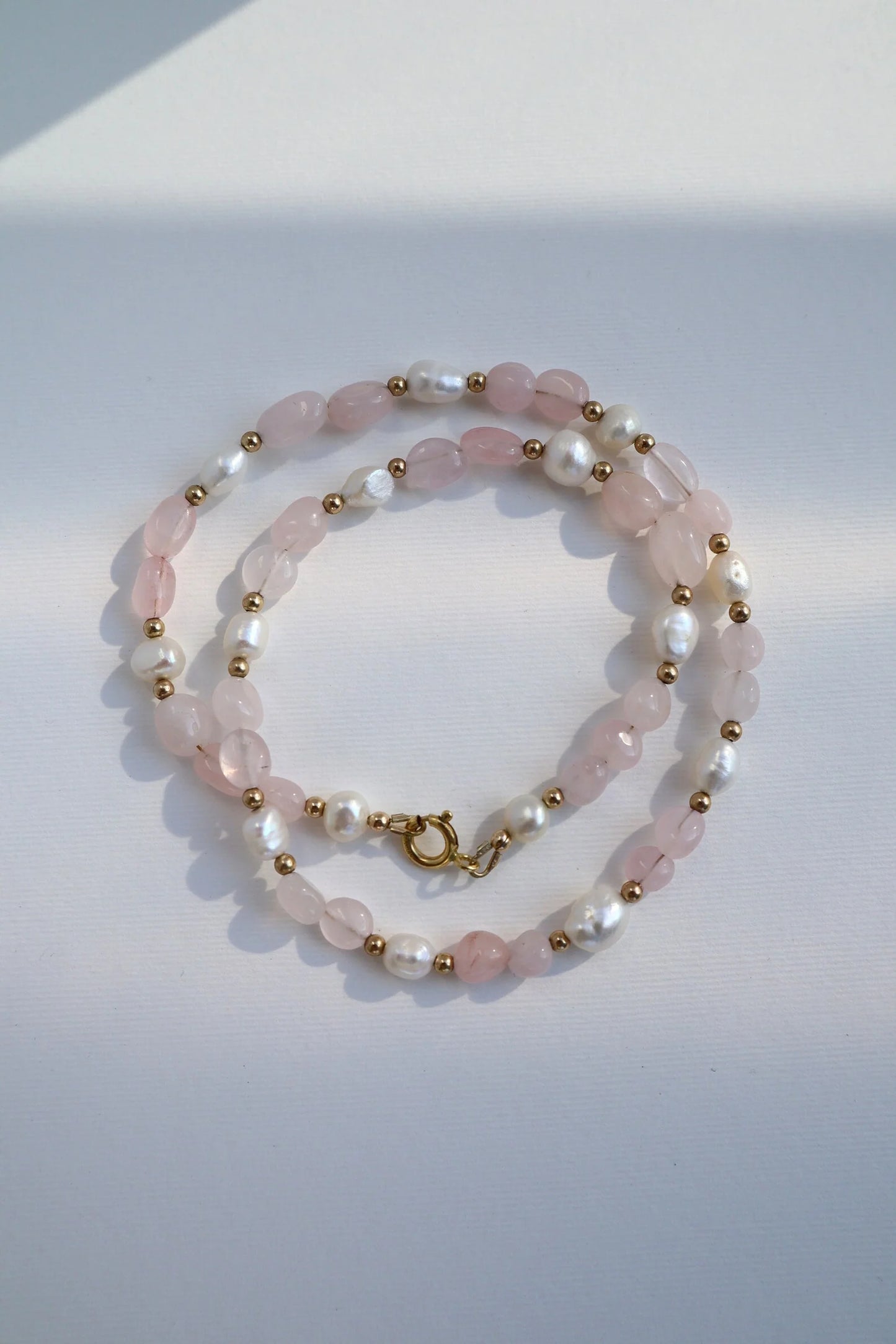 Rose Quartz & Freshwater Pearl Necklace | Love & Nurturing