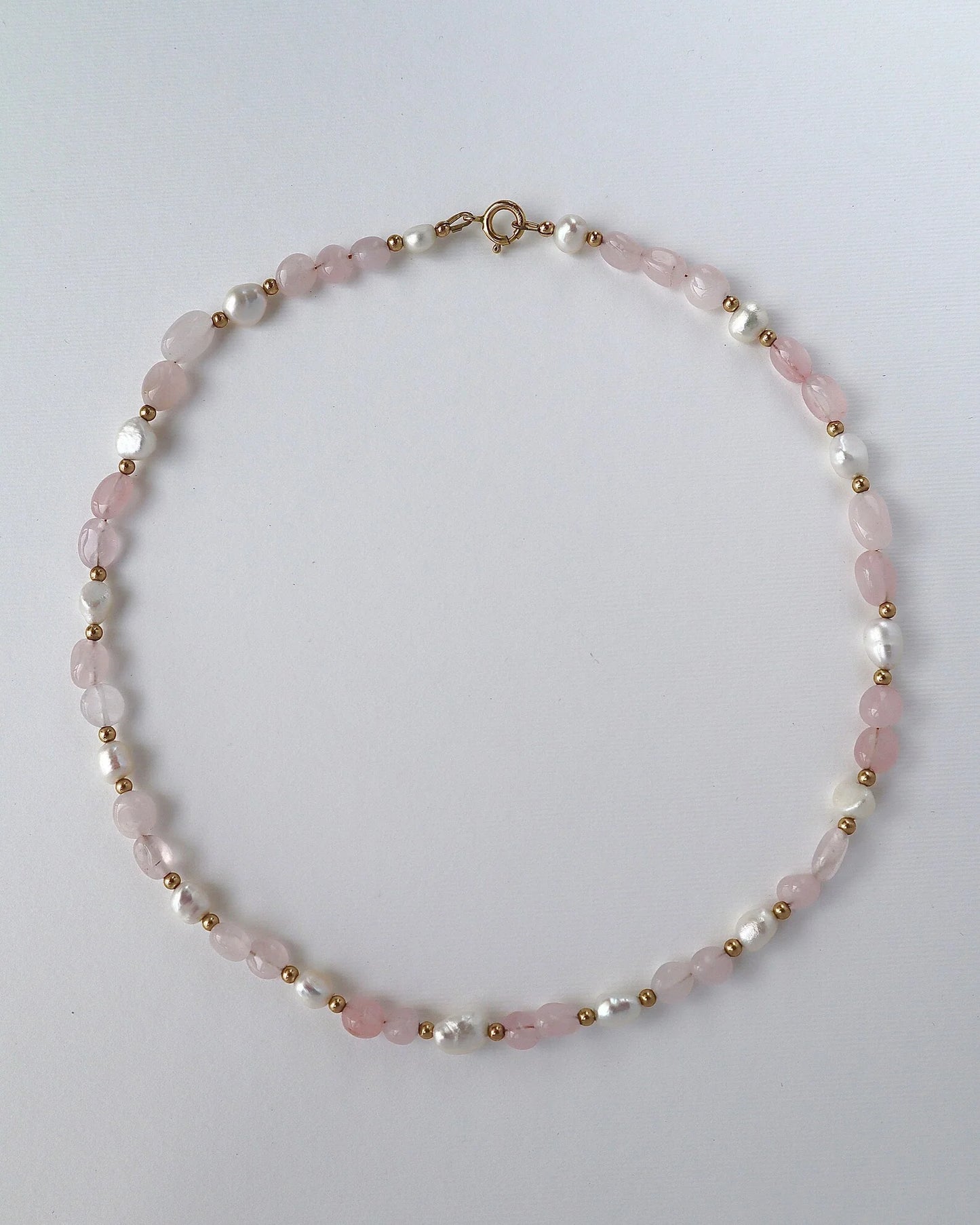 Rose Quartz & Freshwater Pearl Necklace | Love & Nurturing