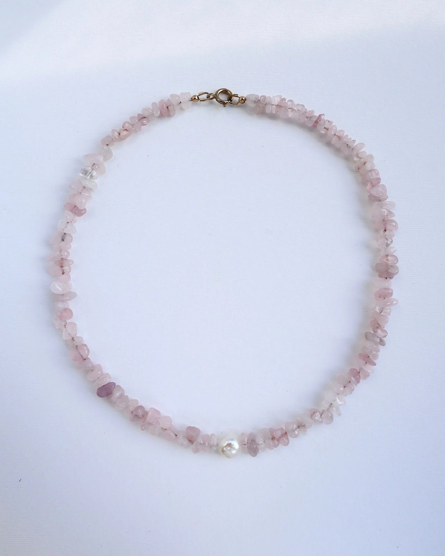 Rose Quartz Necklace | Freshwater Pearl | Love & Grace