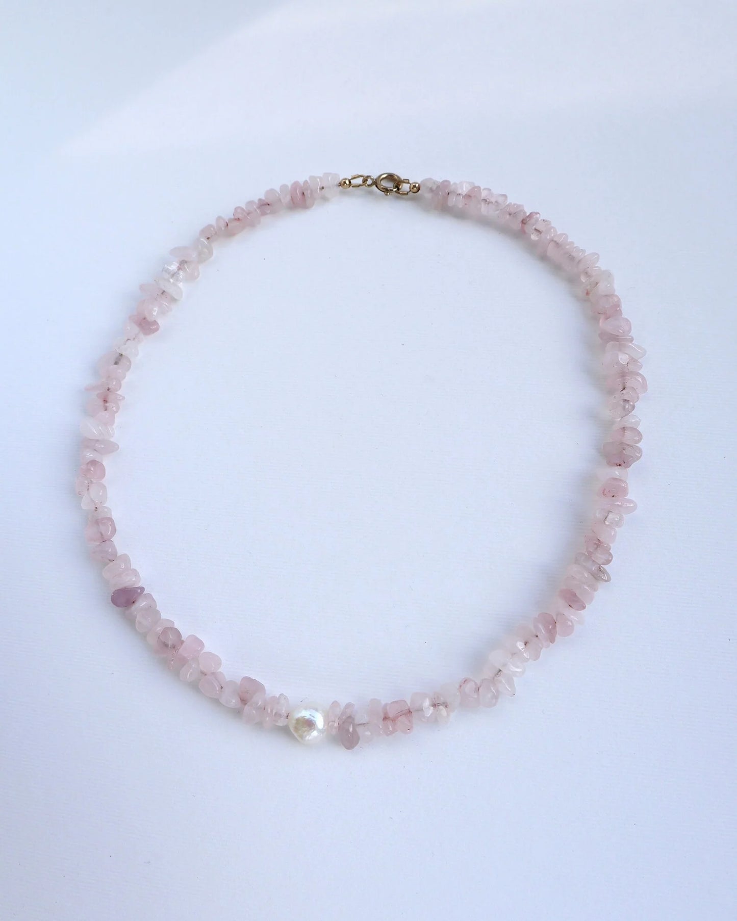 Rose Quartz Necklace | Freshwater Pearl | Love & Grace
