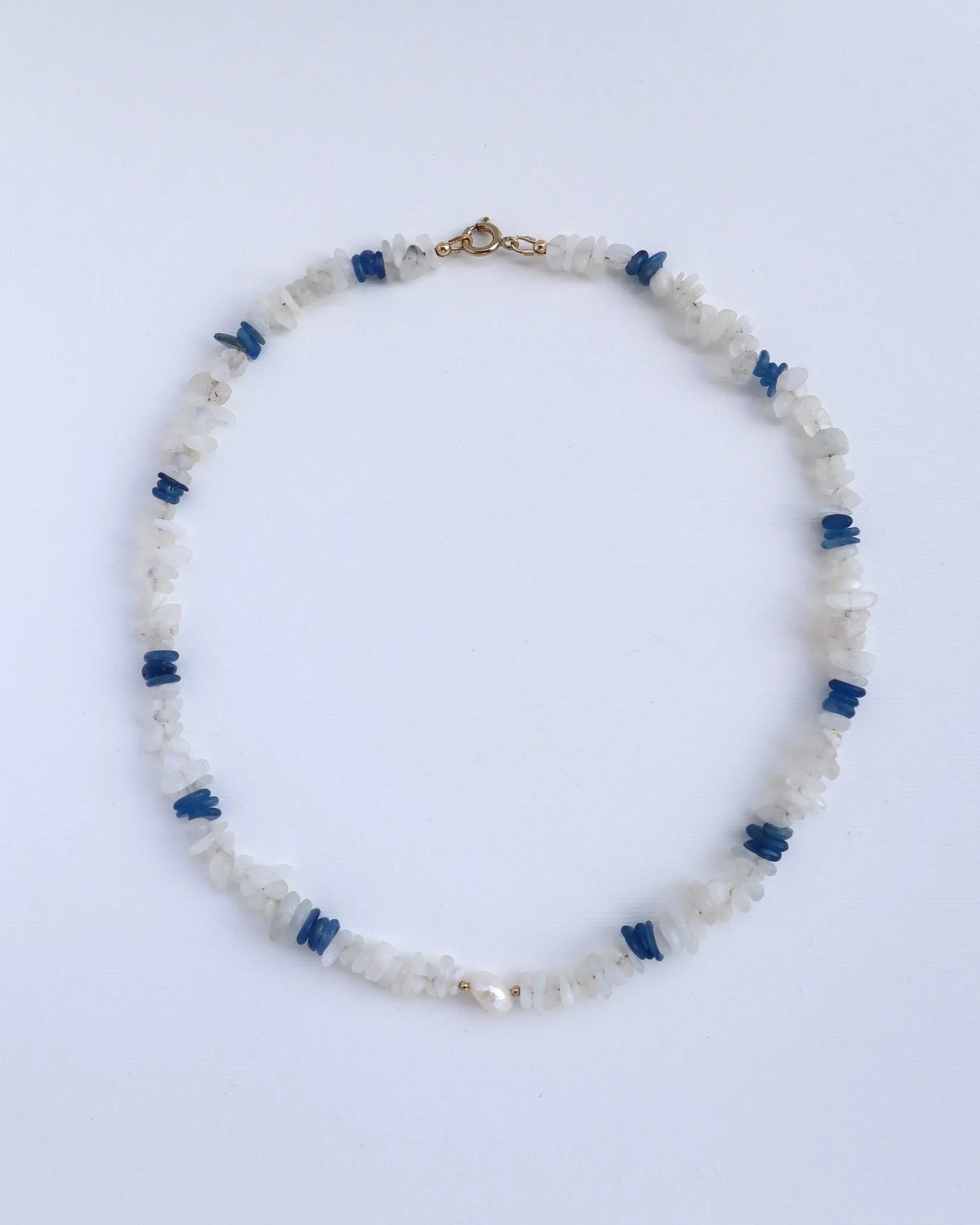 Blue Moonstone & Kyanite Necklace | Freshwater Pearl | Clarity & Intuition