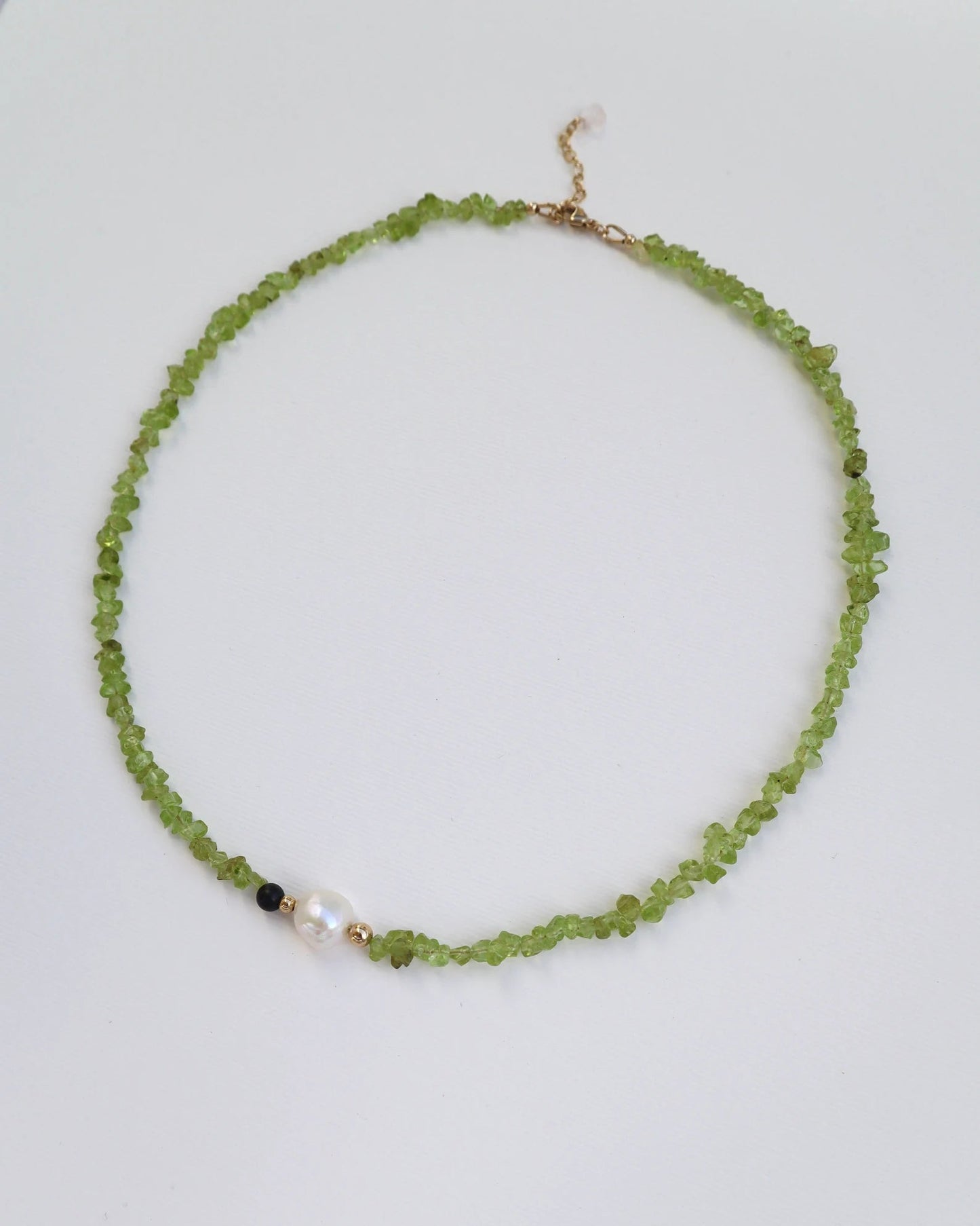 Peridot Necklace | Freshwater Pearl | Indian Agate Detail | Growth & Protection