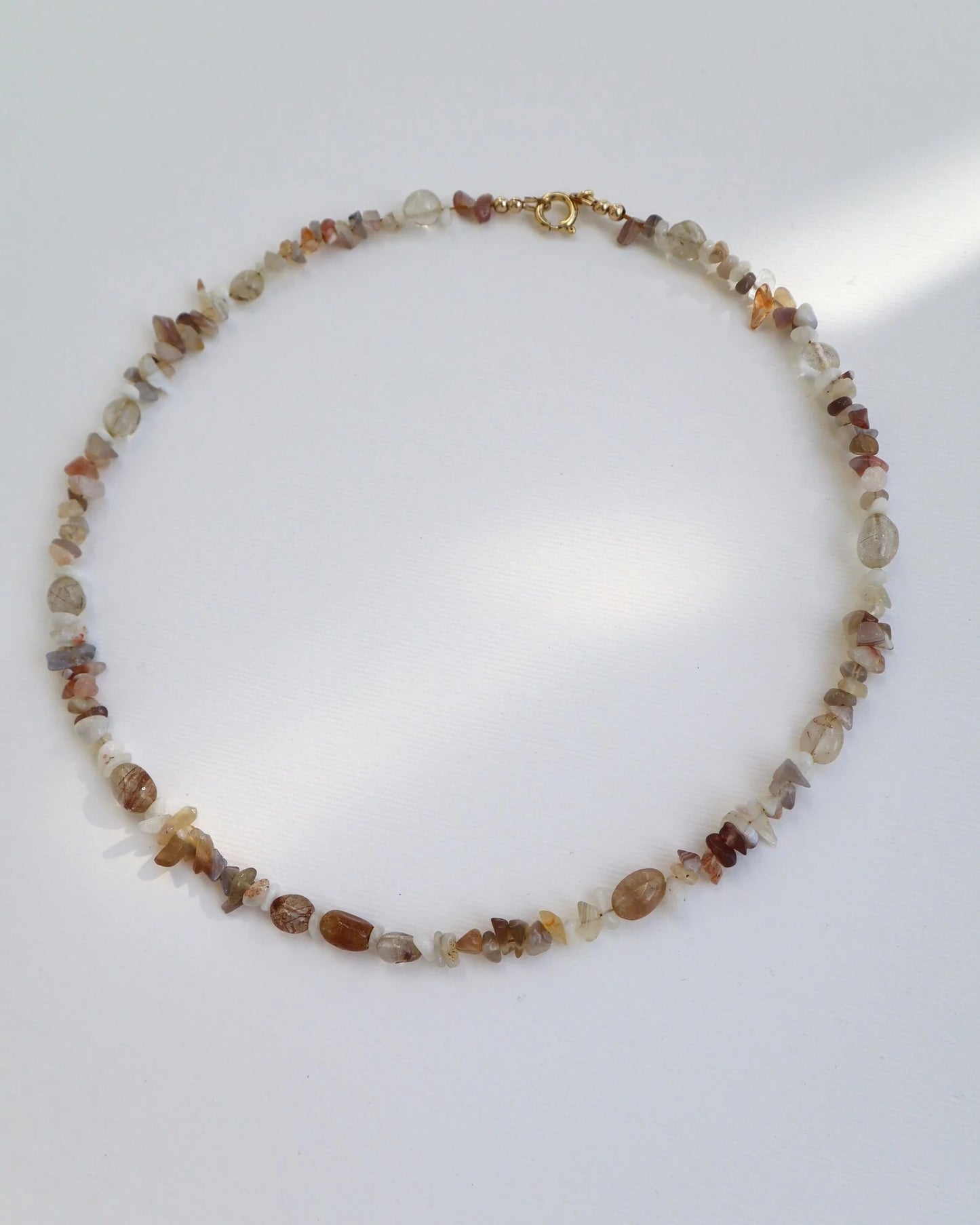 Botswana Agate & rutilated Quartz Necklace | Clarity & Calm