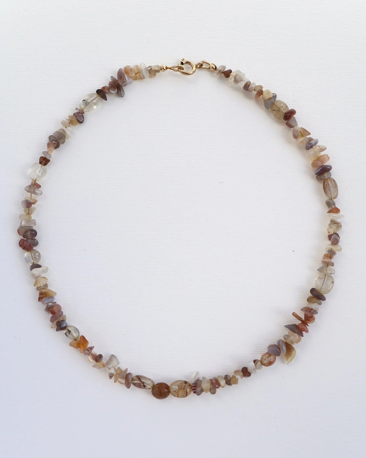 Botswana Agate & rutilated Quartz Necklace | Clarity & Calm