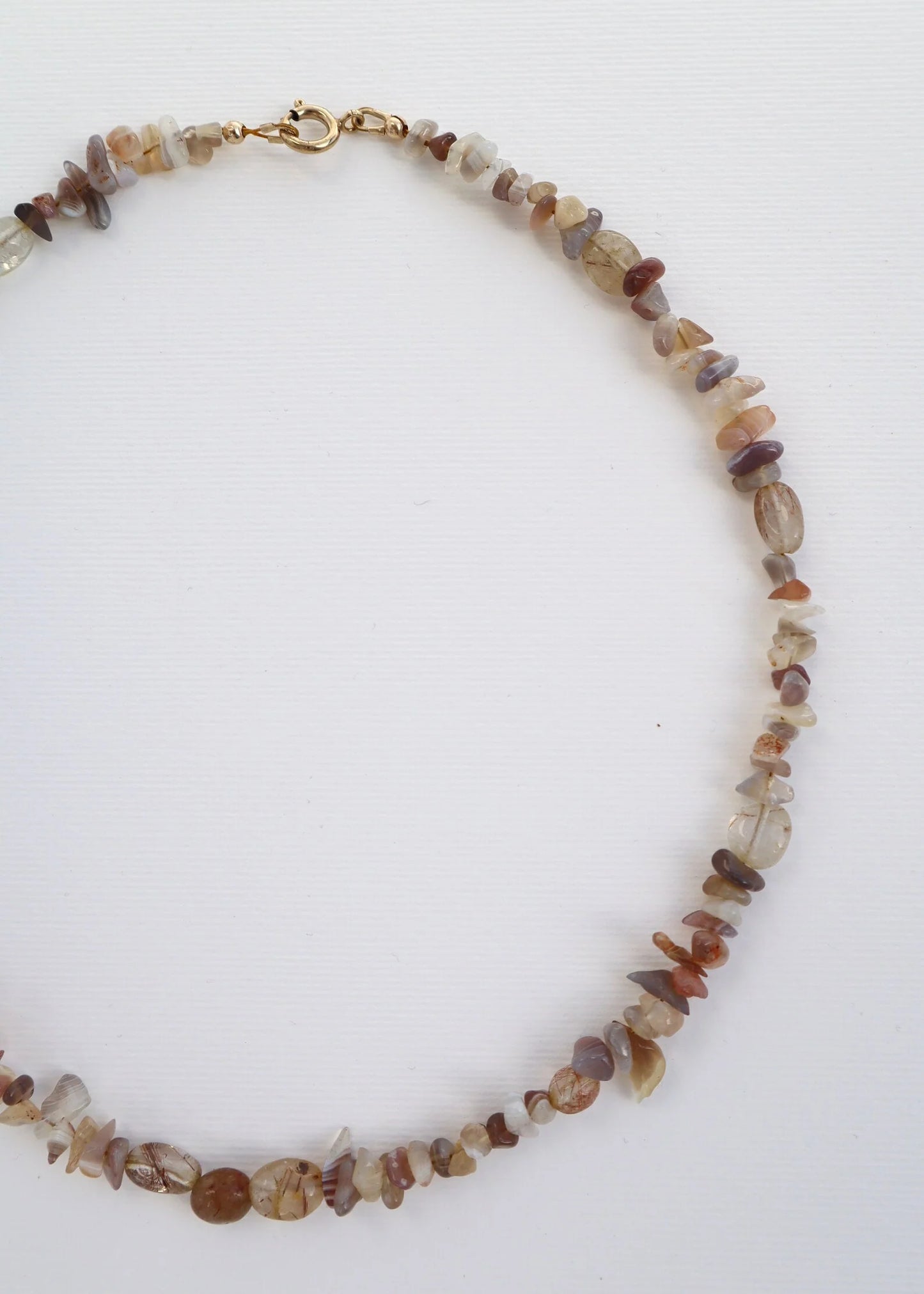 Botswana Agate & rutilated Quartz Necklace | Clarity & Calm