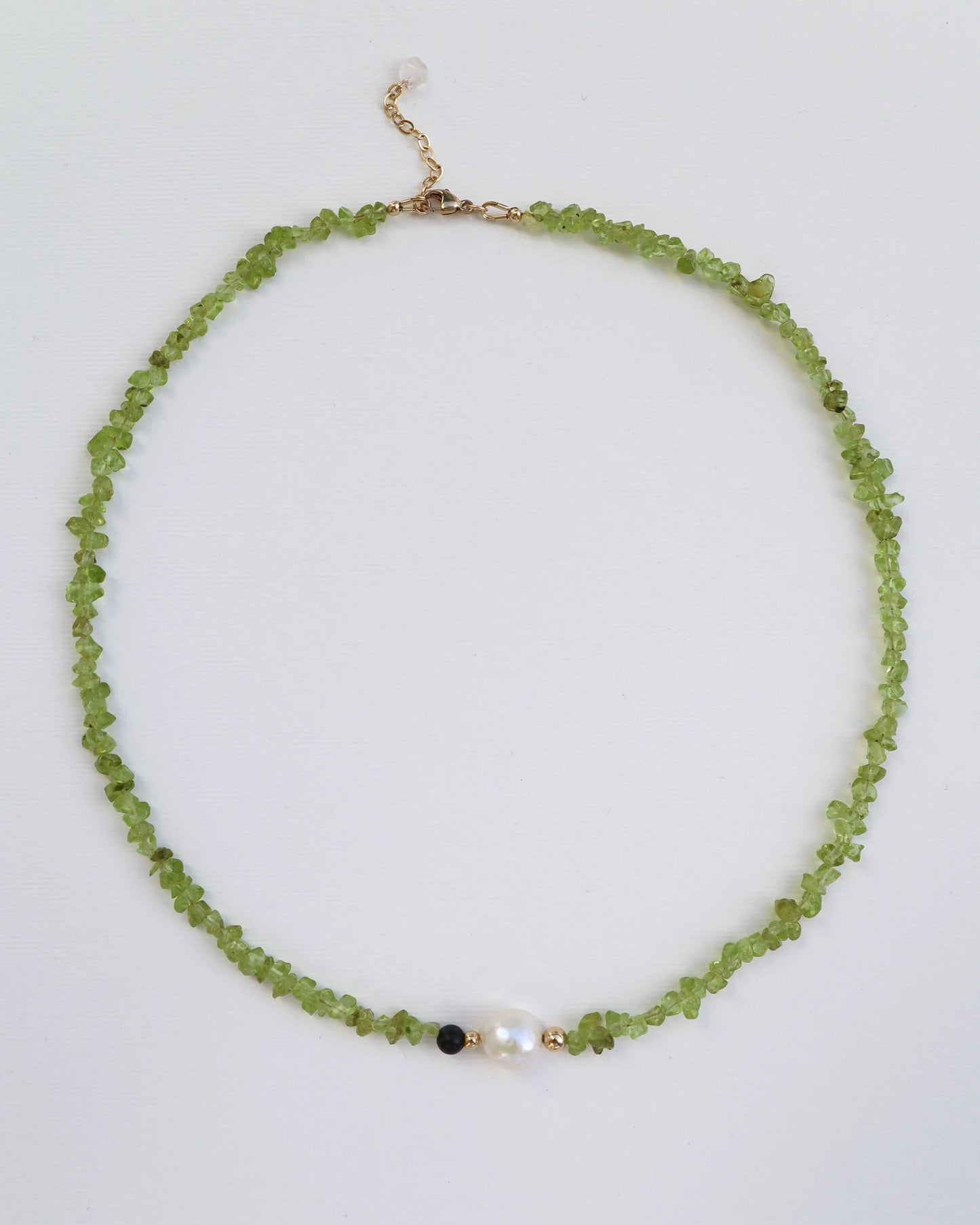 Peridot Necklace | Freshwater Pearl | Indian Agate Detail | Growth & Protection