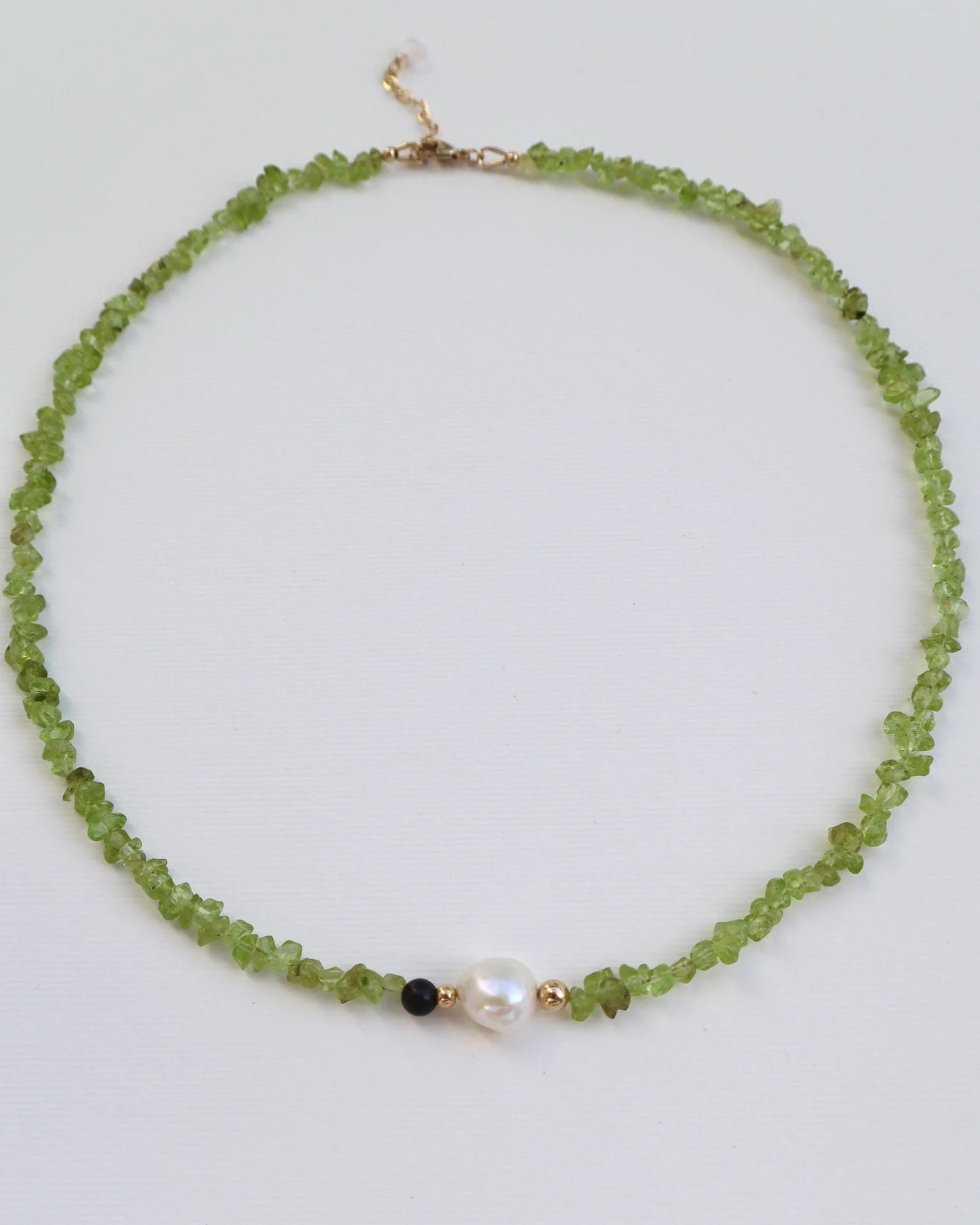 Peridot Necklace | Freshwater Pearl | Indian Agate Detail | Growth & Protection