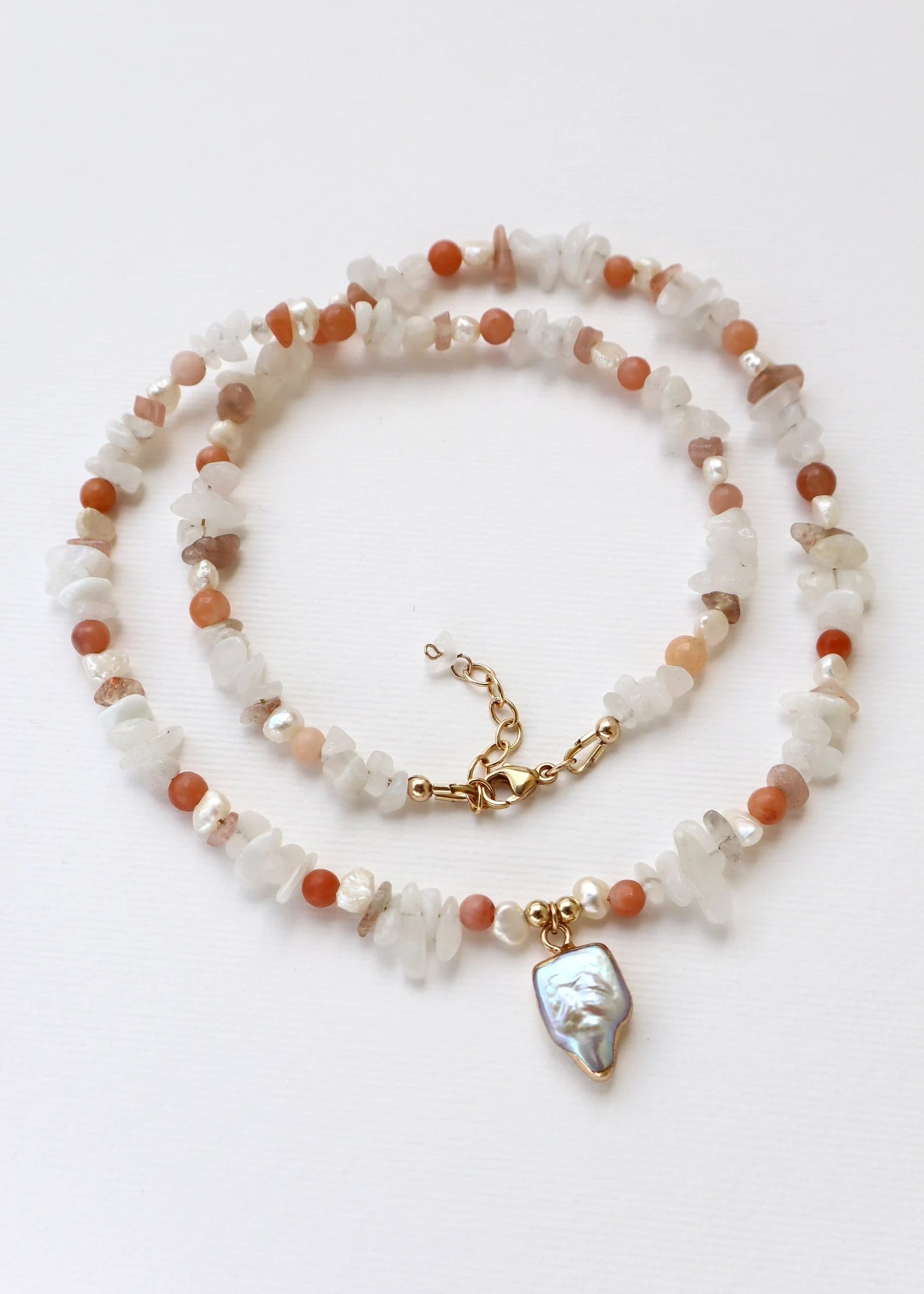 Moonstone & Red Aventurine | Freshwater Pearls | Confidence & Feminine Energy