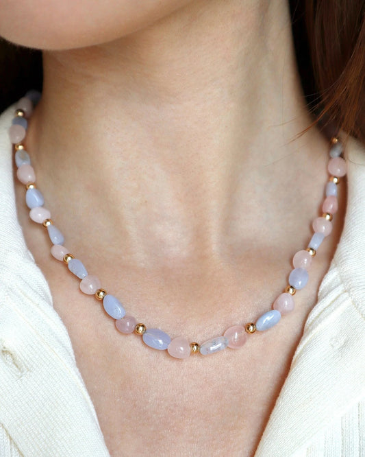 Rose Quartz & Blue Lace Agate Necklace | Love & Peace