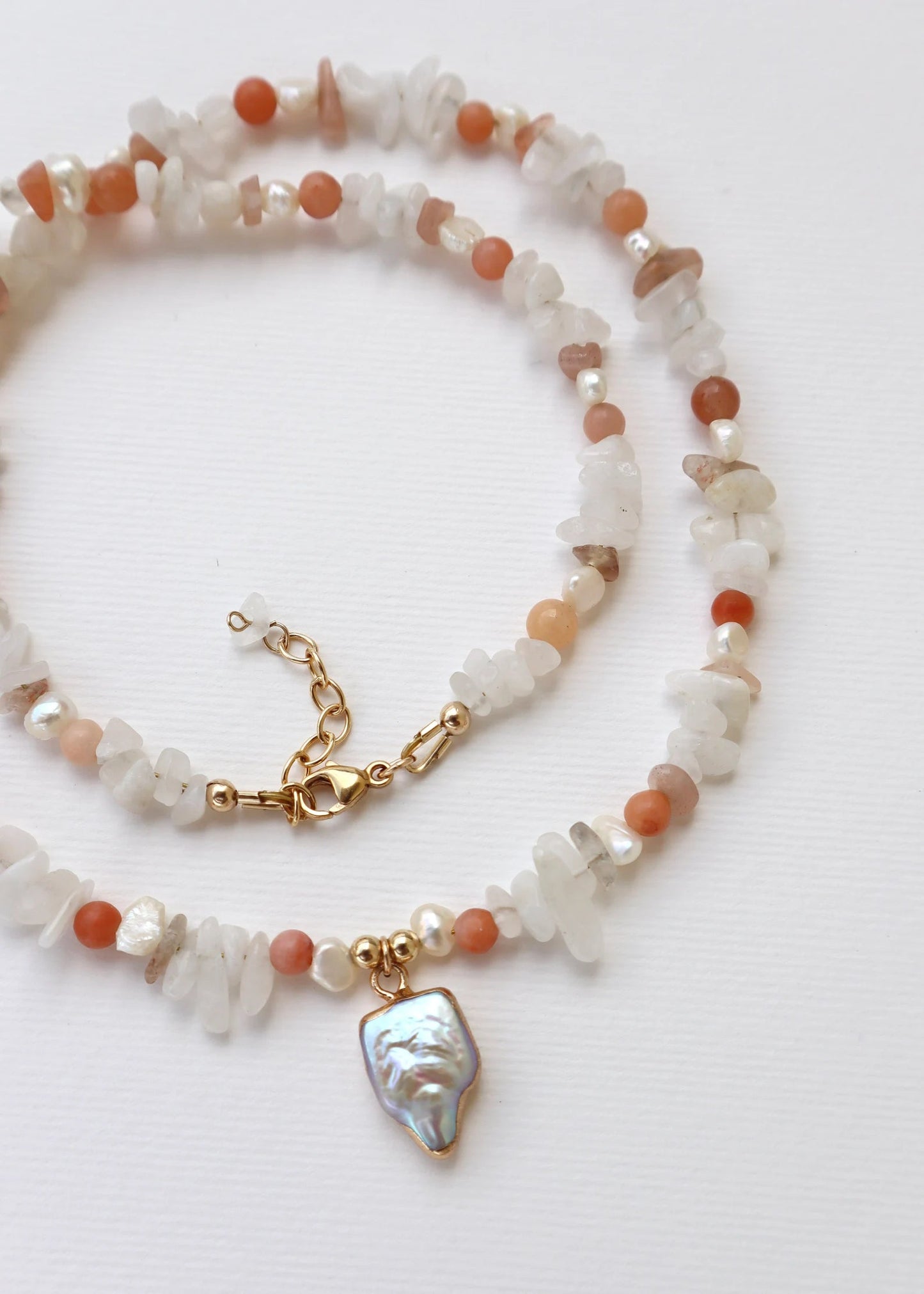 Moonstone & Red Aventurine | Freshwater Pearls | Confidence & Feminine Energy